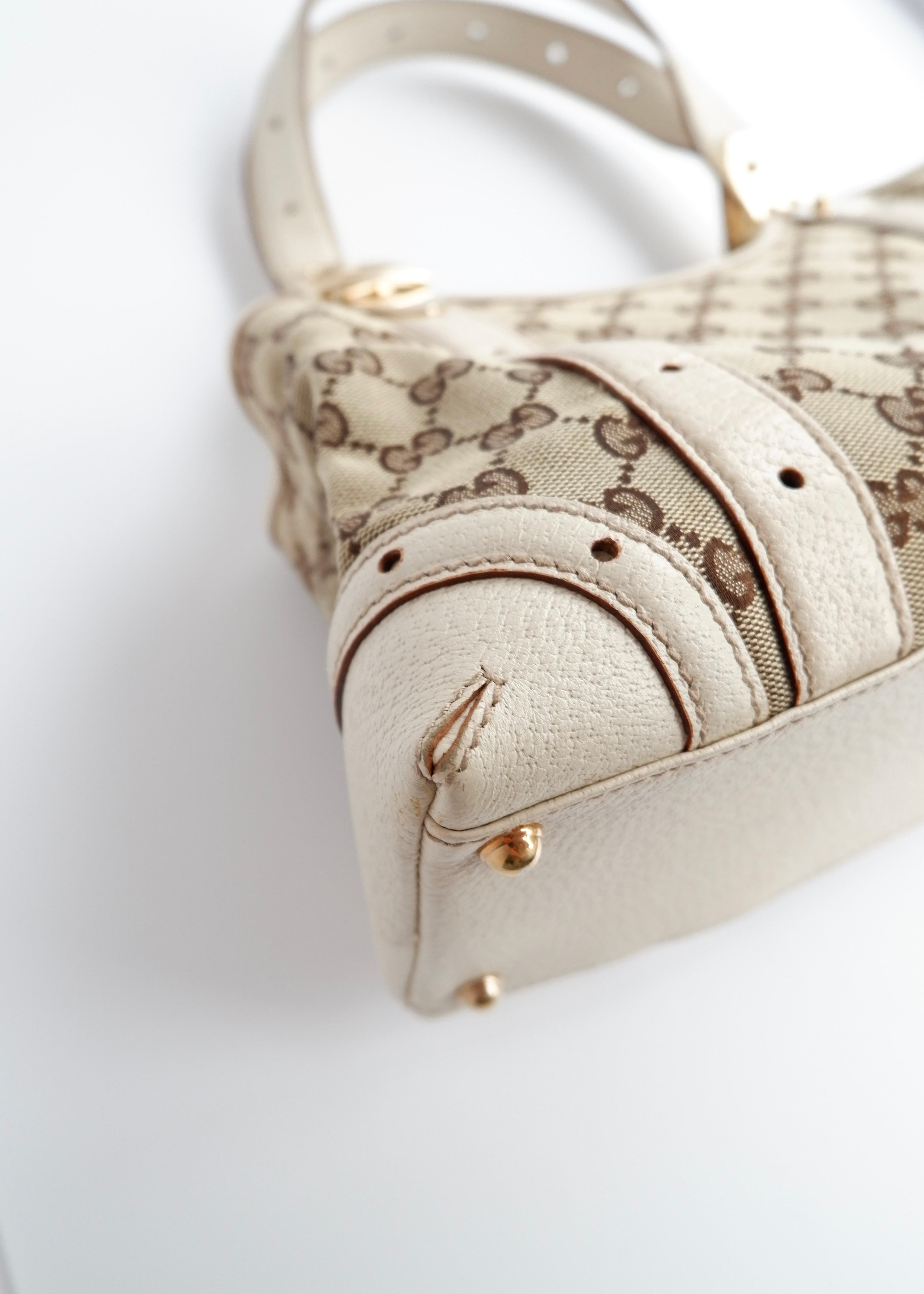 Authentic Preowned Gucci White GG Canvas/Leather Small Shoulder Bag