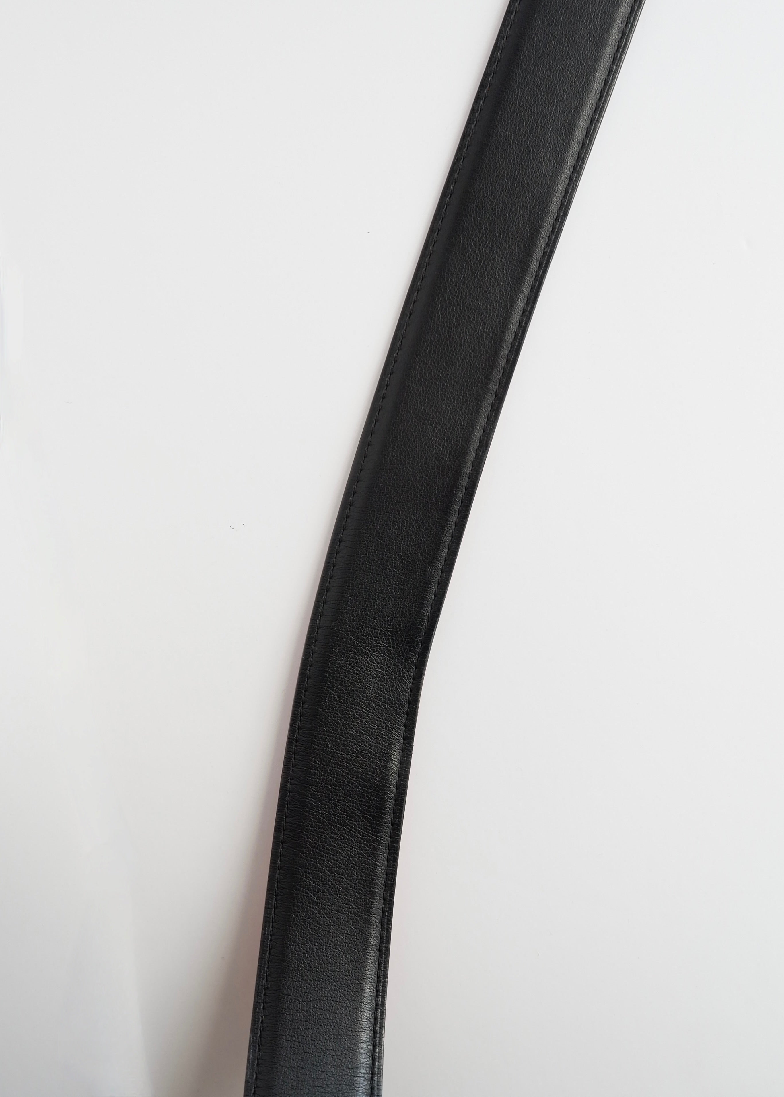 Authentic Preowned Hermes Black/ Orange Leather Martelee H Belt - 85