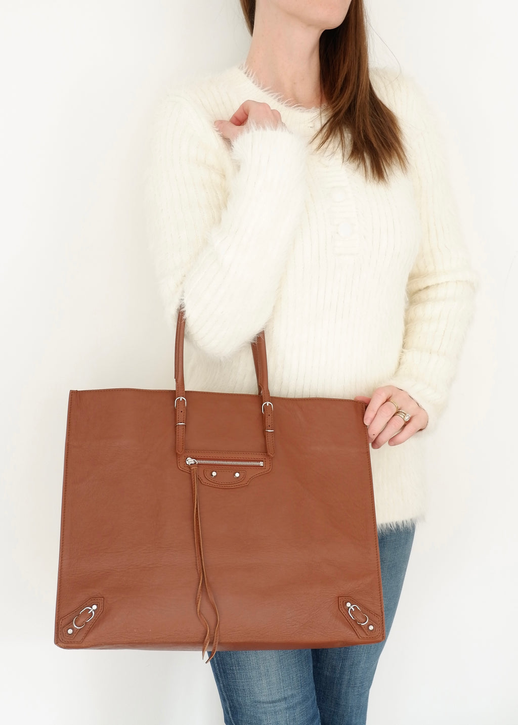 Authentic Preowned Balenciaga Brown Leather Large City Tote Bag