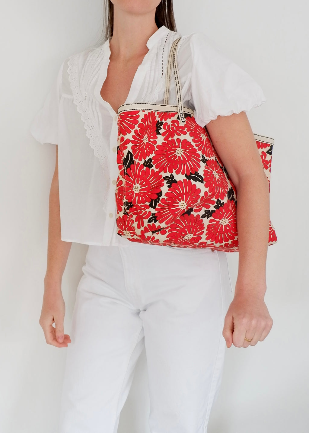 Authentic Preowned Fendi Red Floral Tote Bag