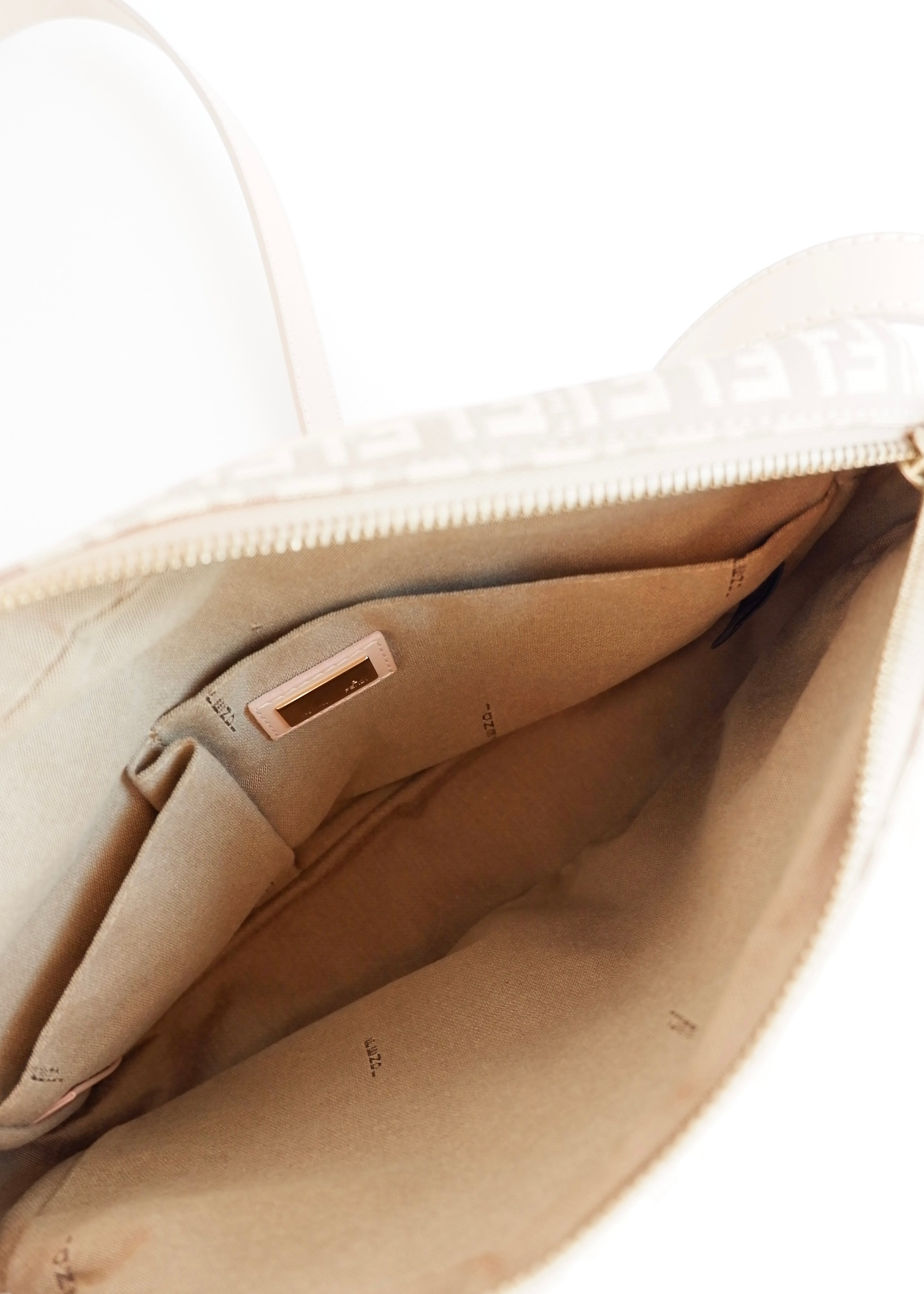 Authentique Sac Bandoulière Fendi Zucchino Rose Toile/Cuir d'occasion