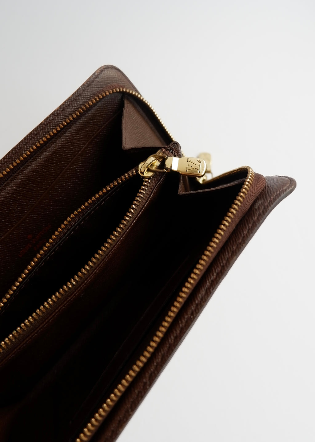 Preowned Louis Vuitton Brown Damier Ebene Long Zip Around Wallet