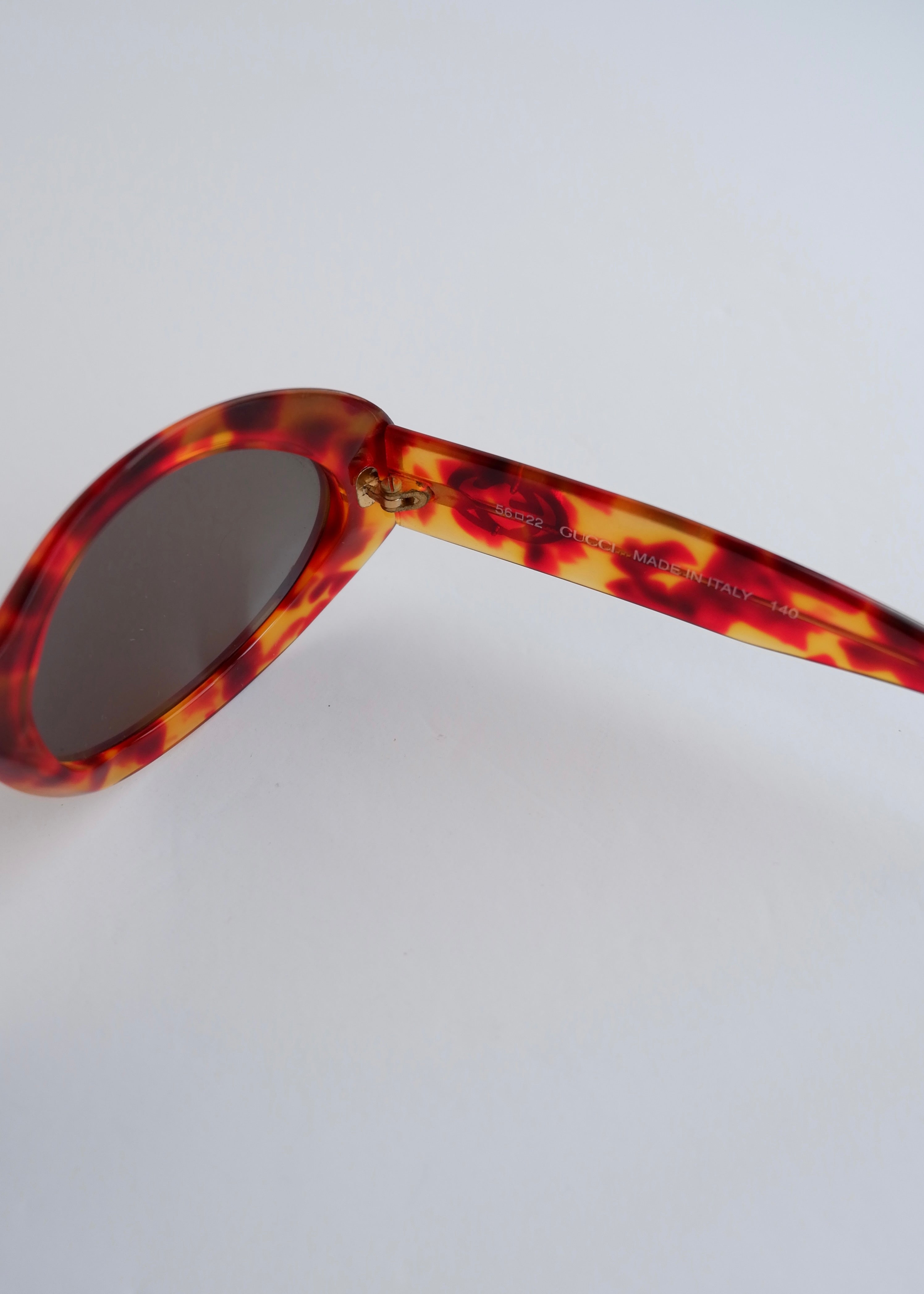 Authentic Preowned Vintage Gucci Brown Tortoise Round Frame Sunglasses