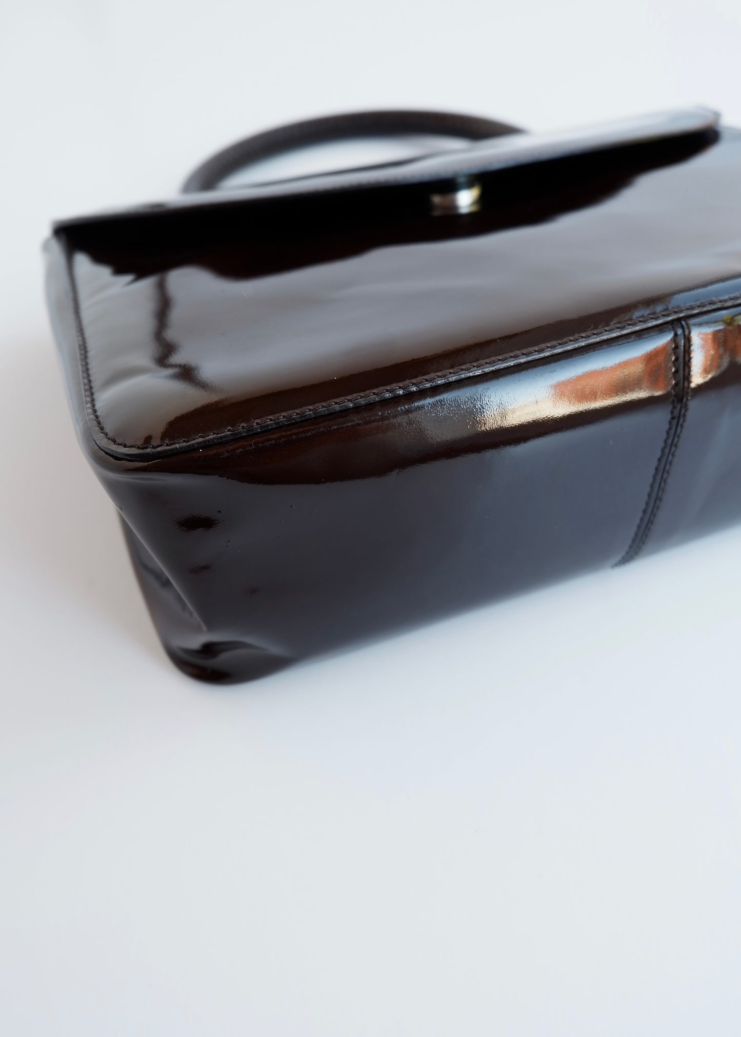Authentic Preowned Prada Brown Patent Leather Top Handle Bag