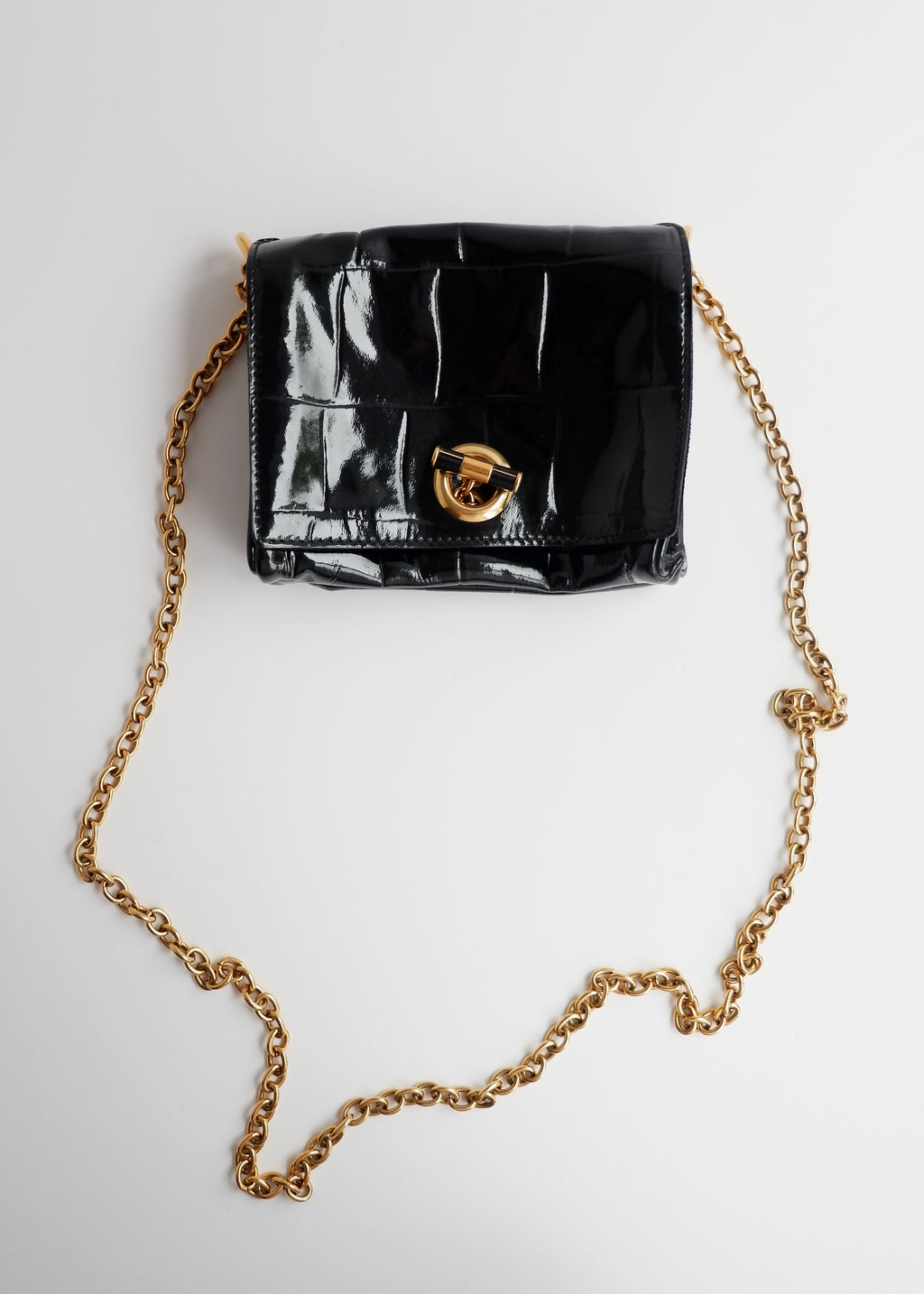 Authentic Preowned Vintage YSL (Yves Saint Laurent) Black Patent Leather Shoulder Bag GHW