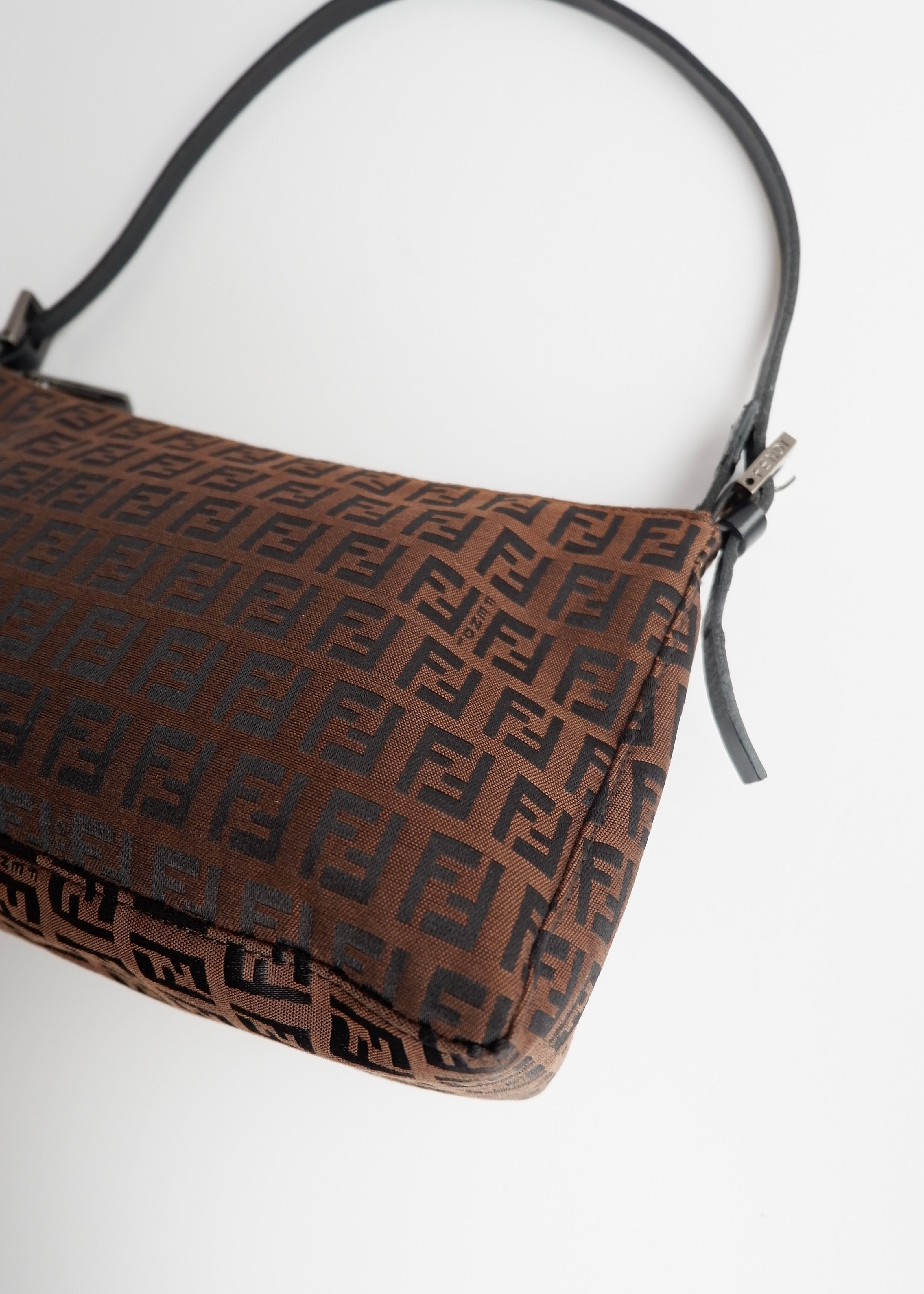 Authentic Preowned Fendi Brown Canvas Zucchino Shoulder Bag