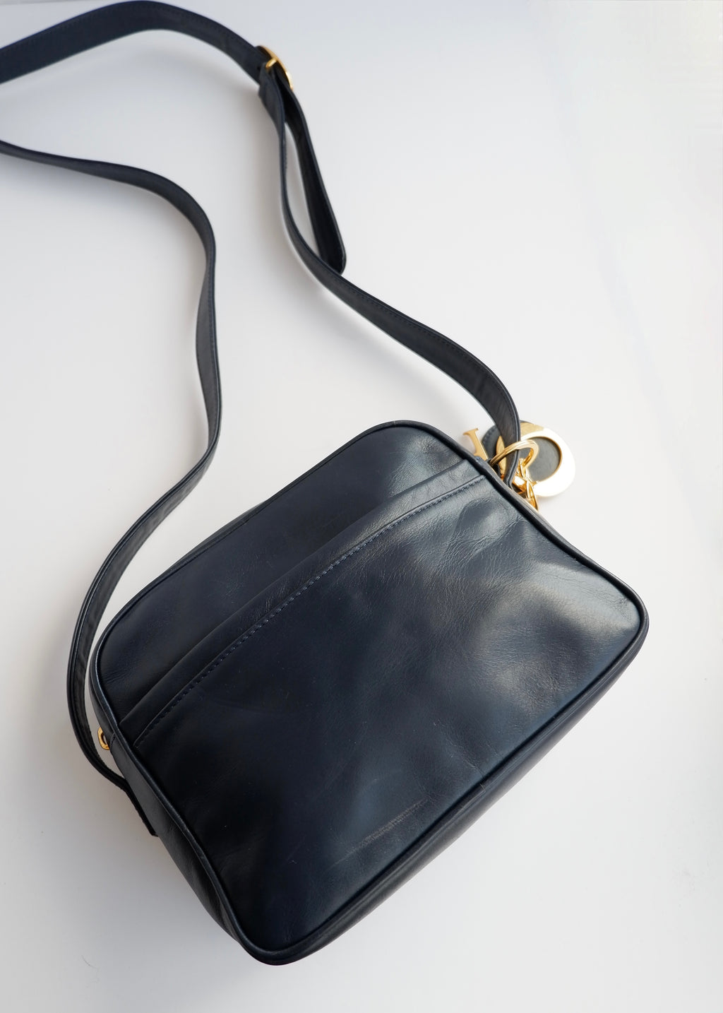 Authentic Preowned Vintage Christian Dior Navy Leather Crossbody Bag