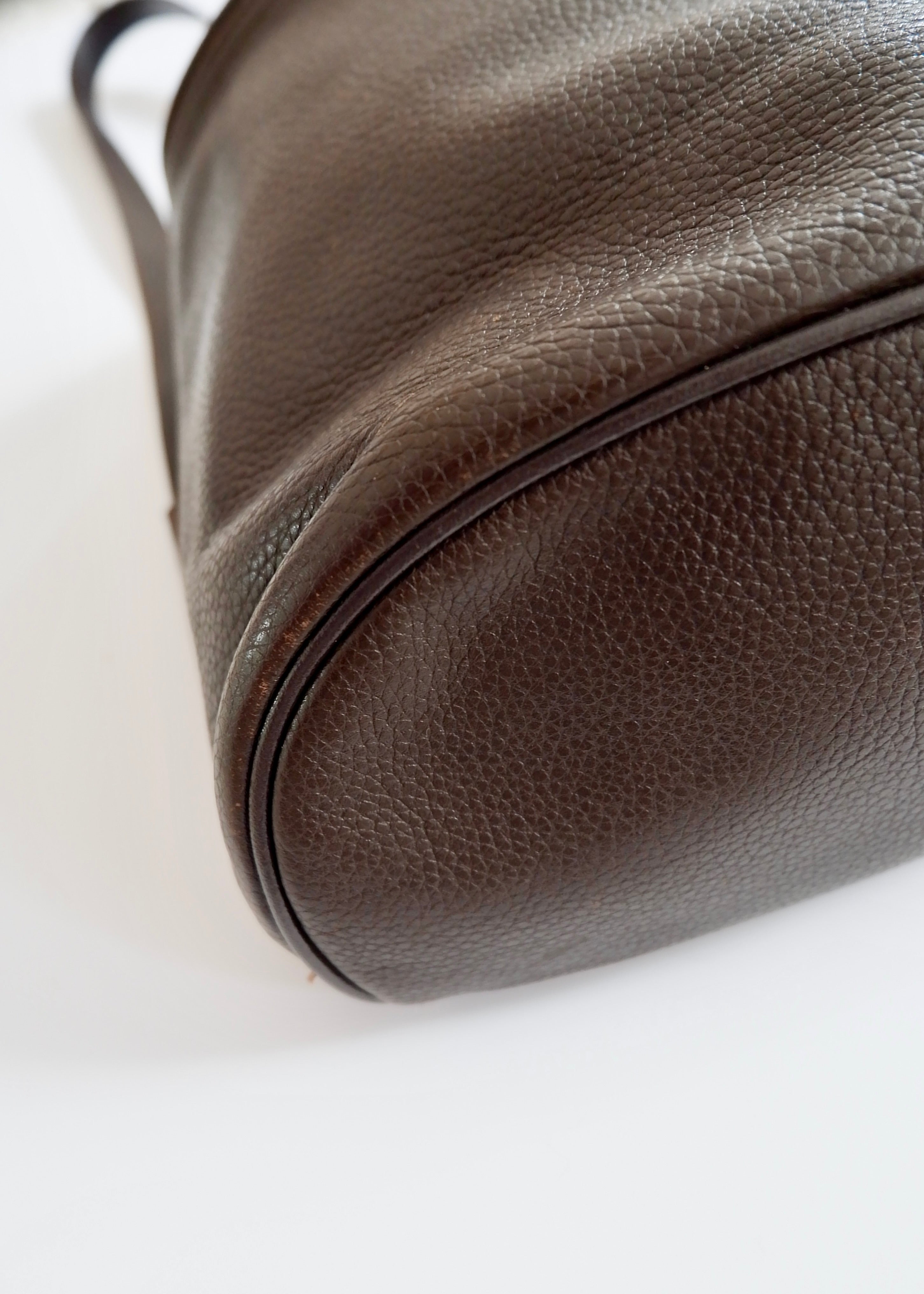 Authentique sac à dos en cuir marron Longchamp d'occasion