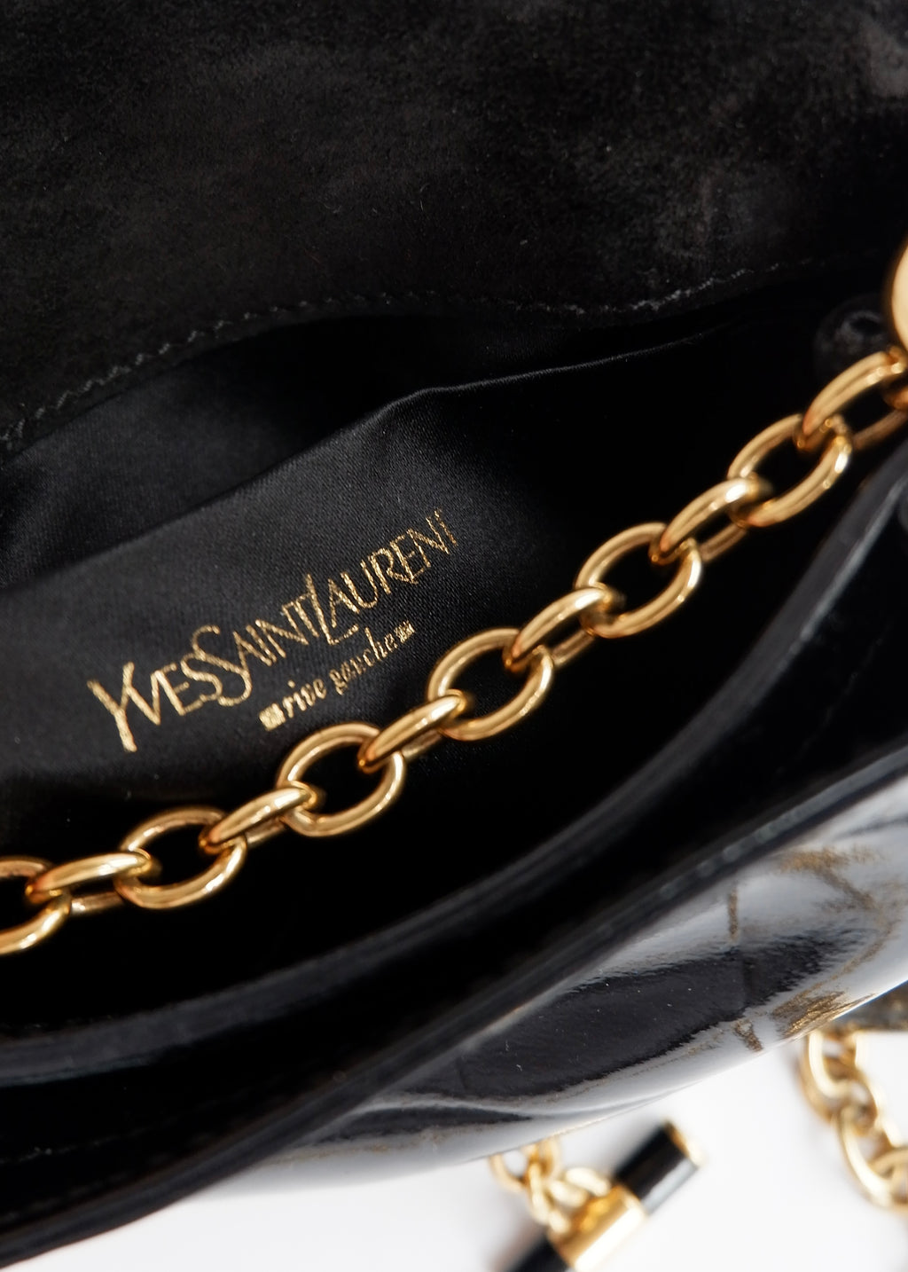 Authentic Preowned Vintage YSL (Yves Saint Laurent) Black Patent Leather Shoulder Bag GHW