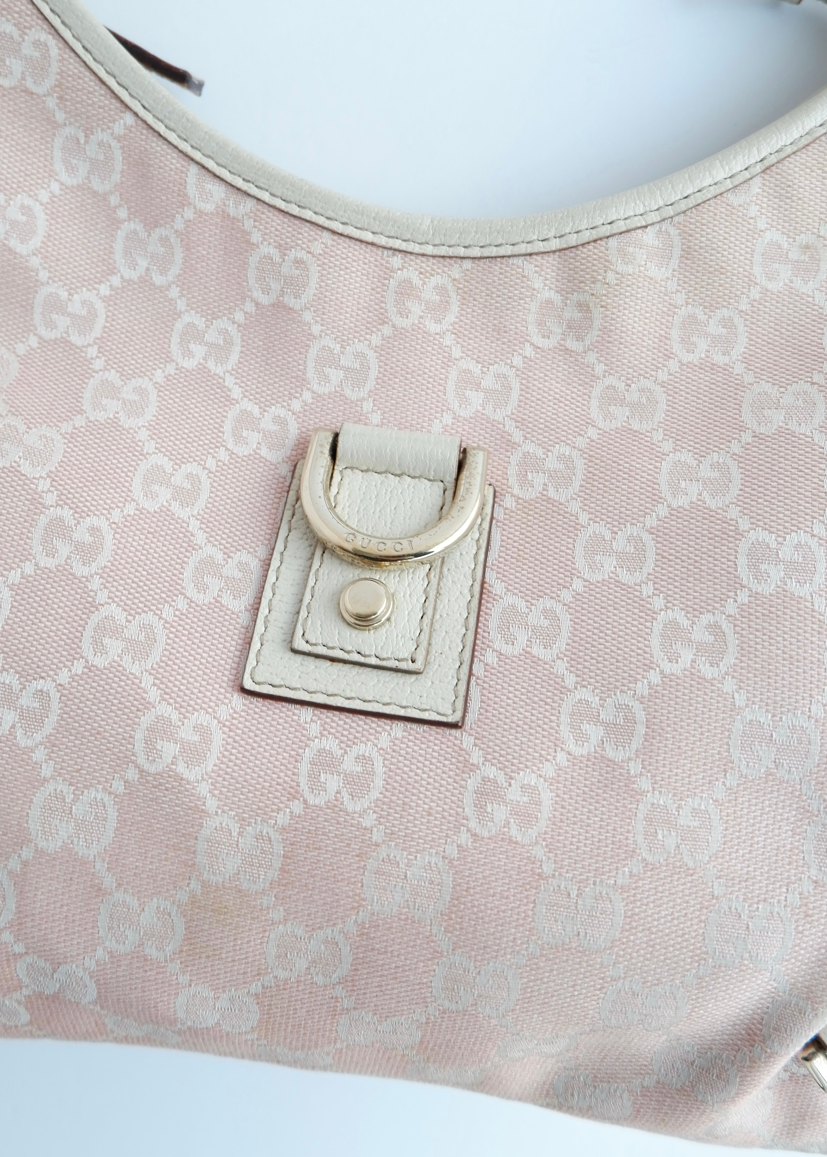 Authentic Preowned Gucci Pink/White GG Canvas Shoulder Bag