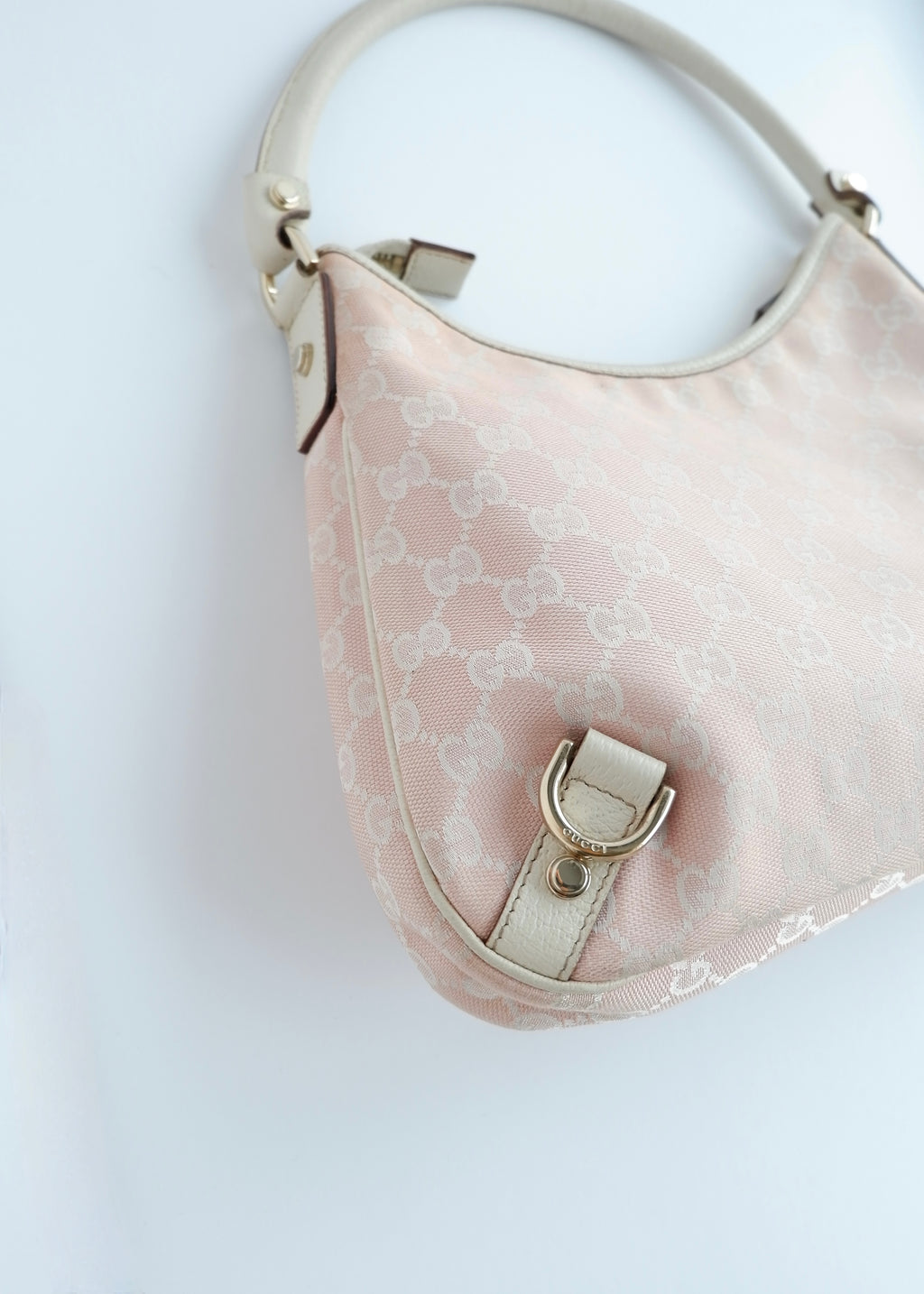 Authentic Preowned Gucci Pink/White GG Canvas Shoulder Bag