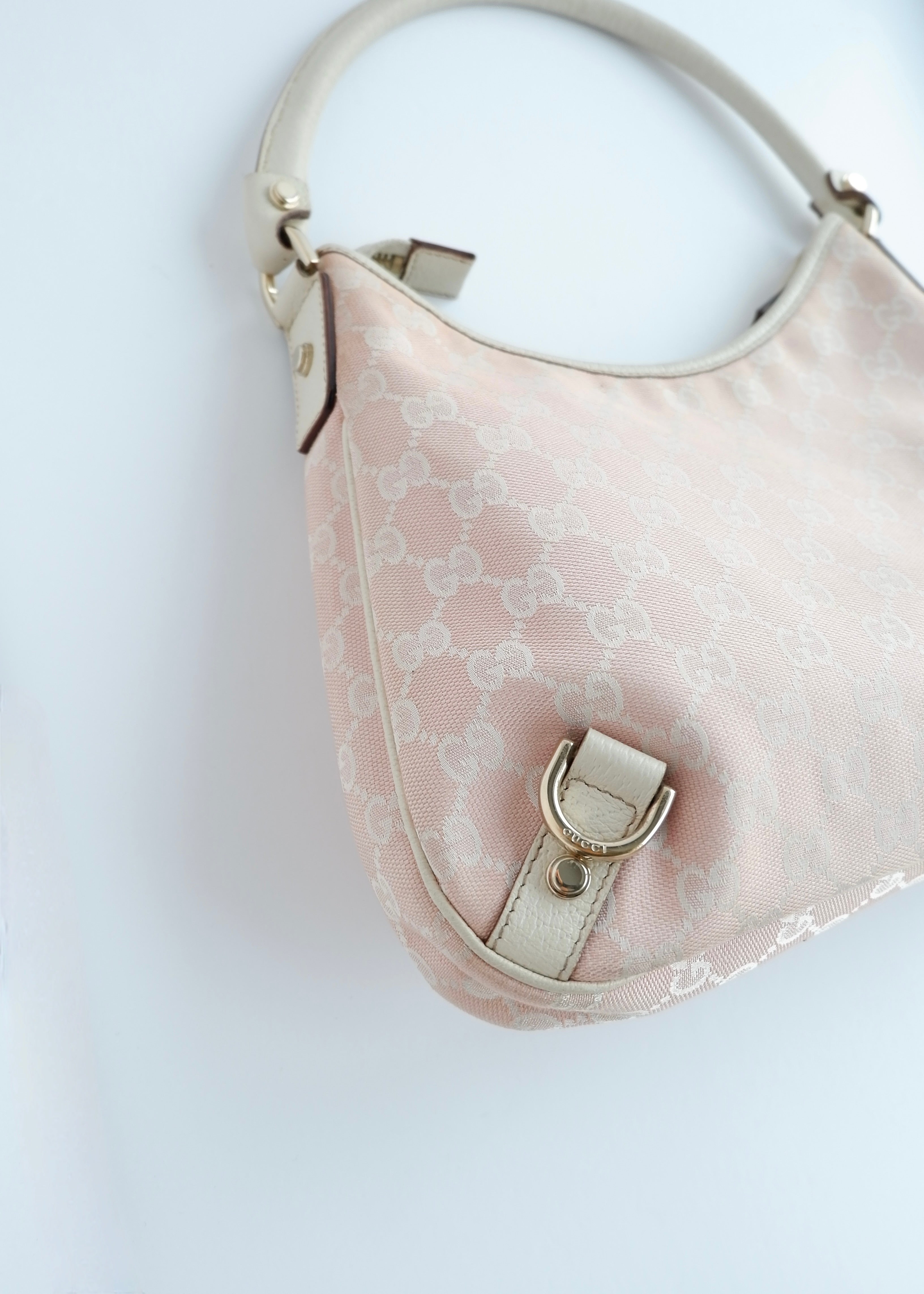Authentic Preowned Gucci Pink/White GG Canvas Shoulder Bag