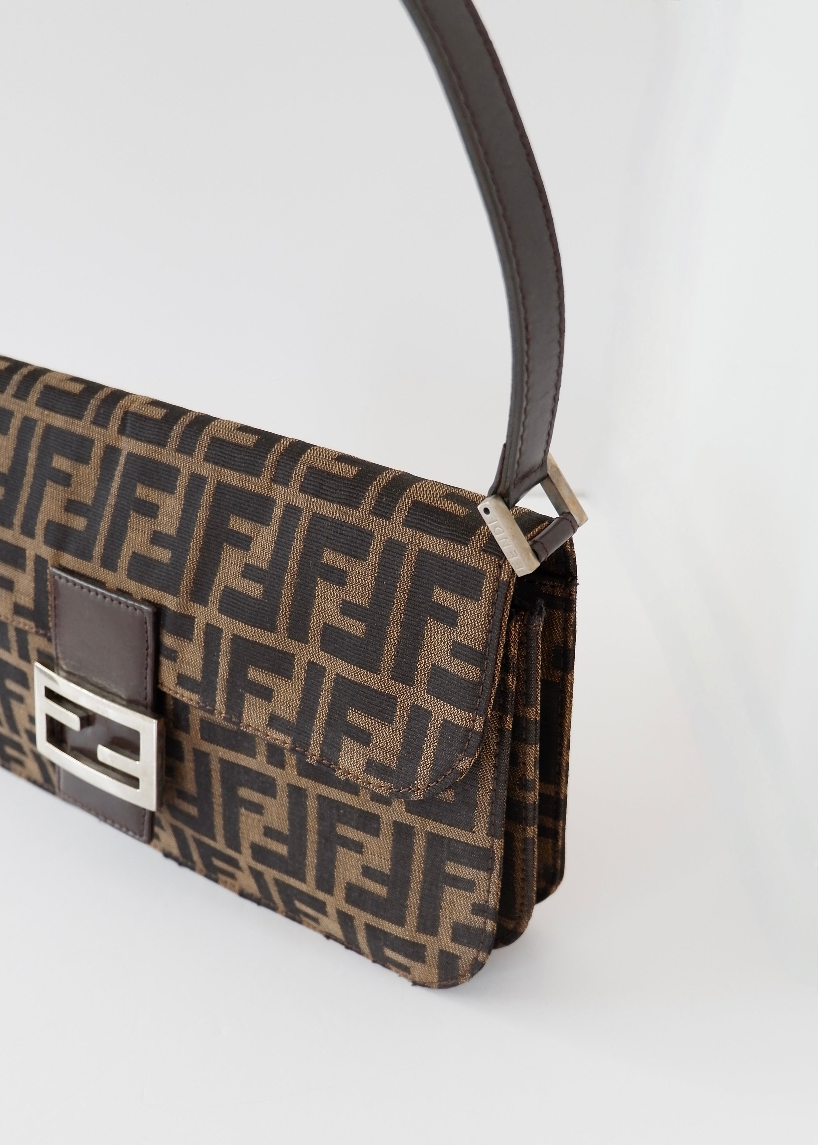 Authentic Preowned Vintage Fendi Brown Zucca Shoulder Bag