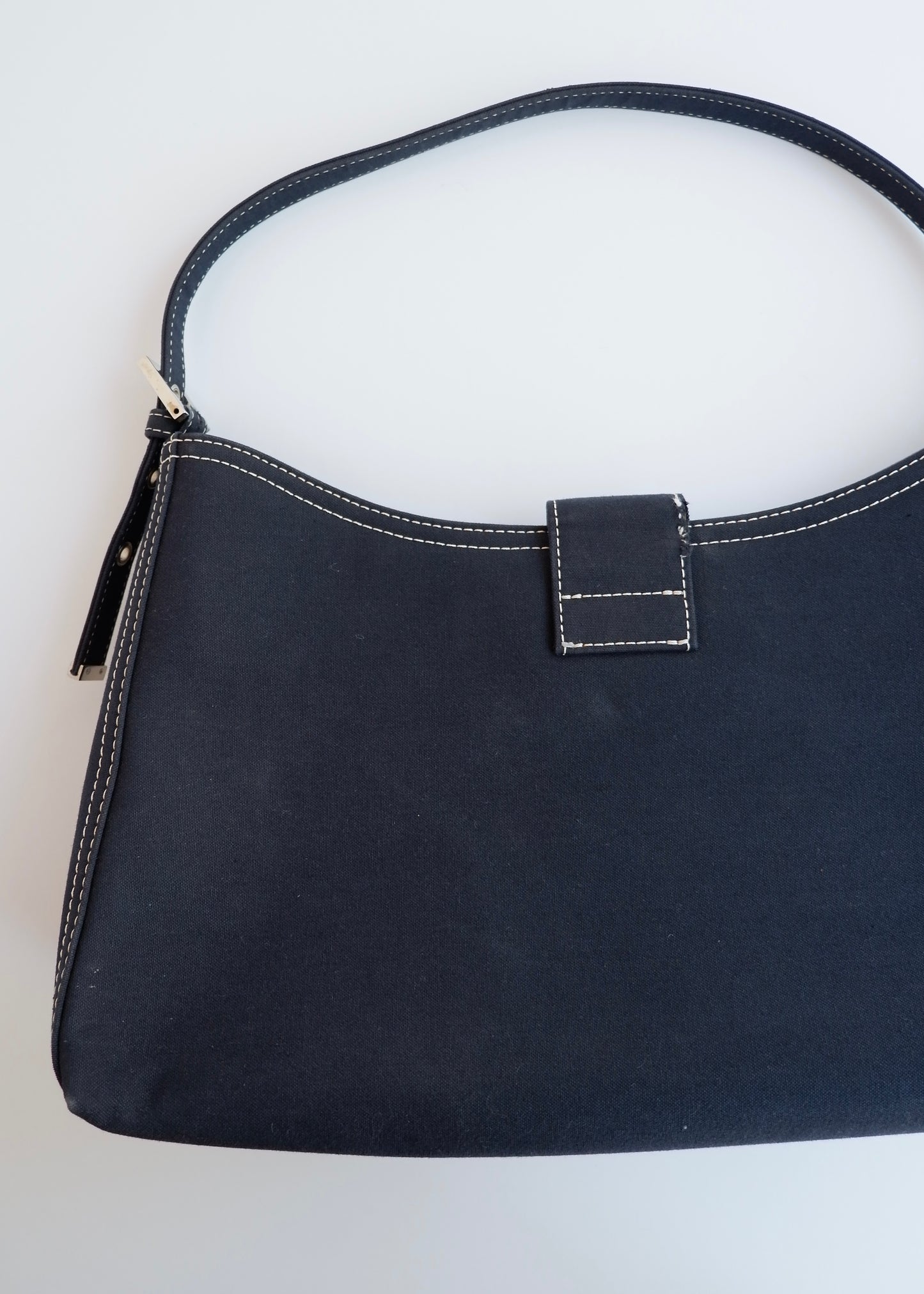 Authentic Preowned Fendi Navy Denim/Canvas Large Shoulder Bag
