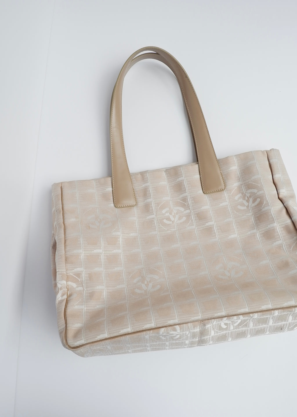 Authentic Preowned Chanel Beige Canvas/ Leather Travel Line Tote Bag