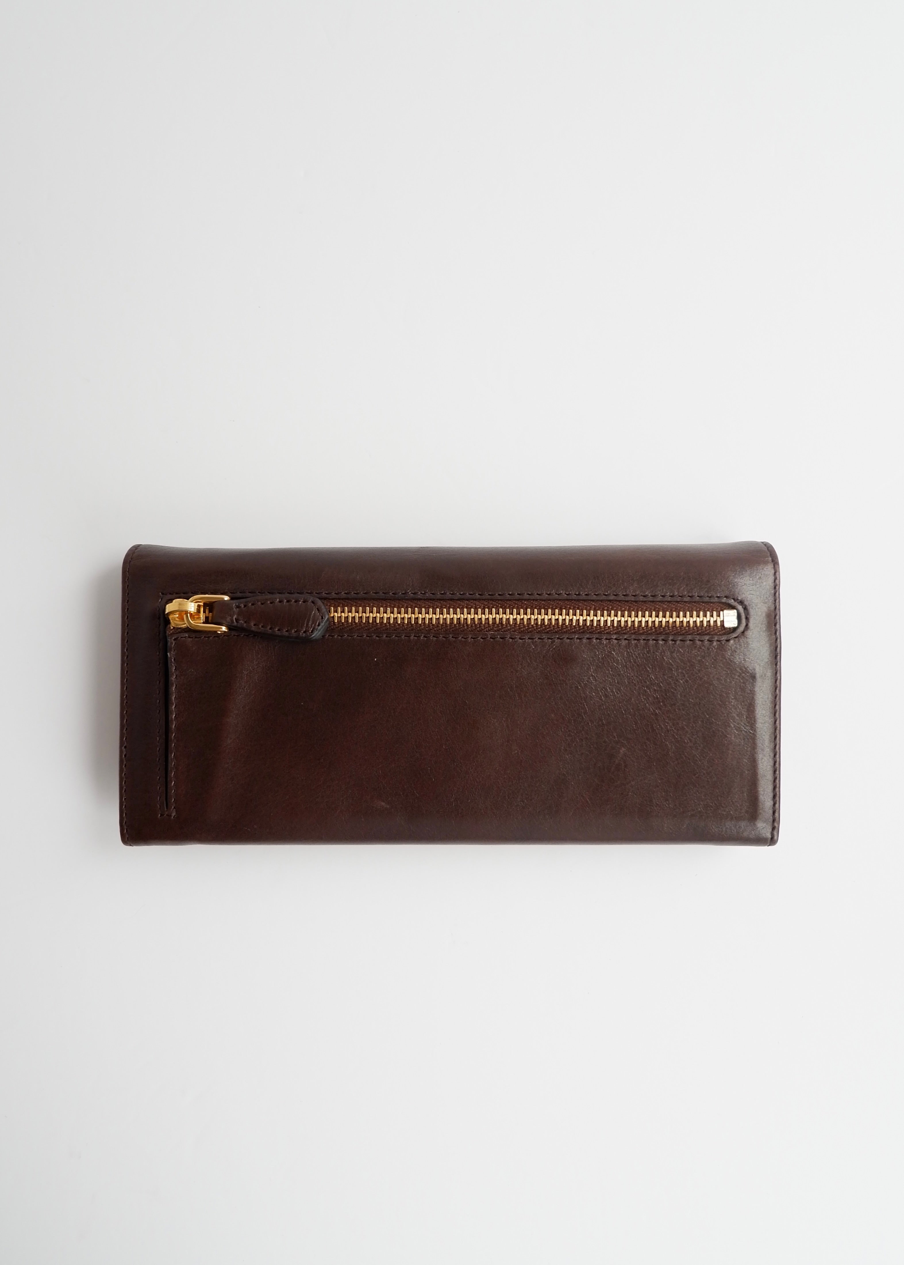 Authentic Preowned Prada Dark Brown Leather Long Wallet