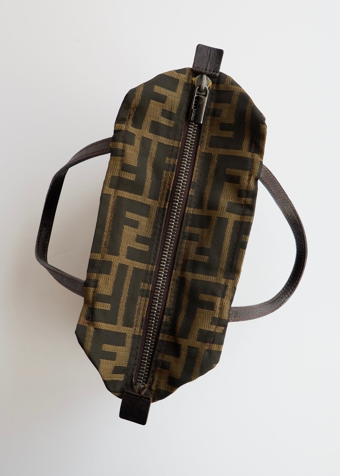 Authentic Preowned Vintage Fenci Brown Canvas Zucca Mini Handbag