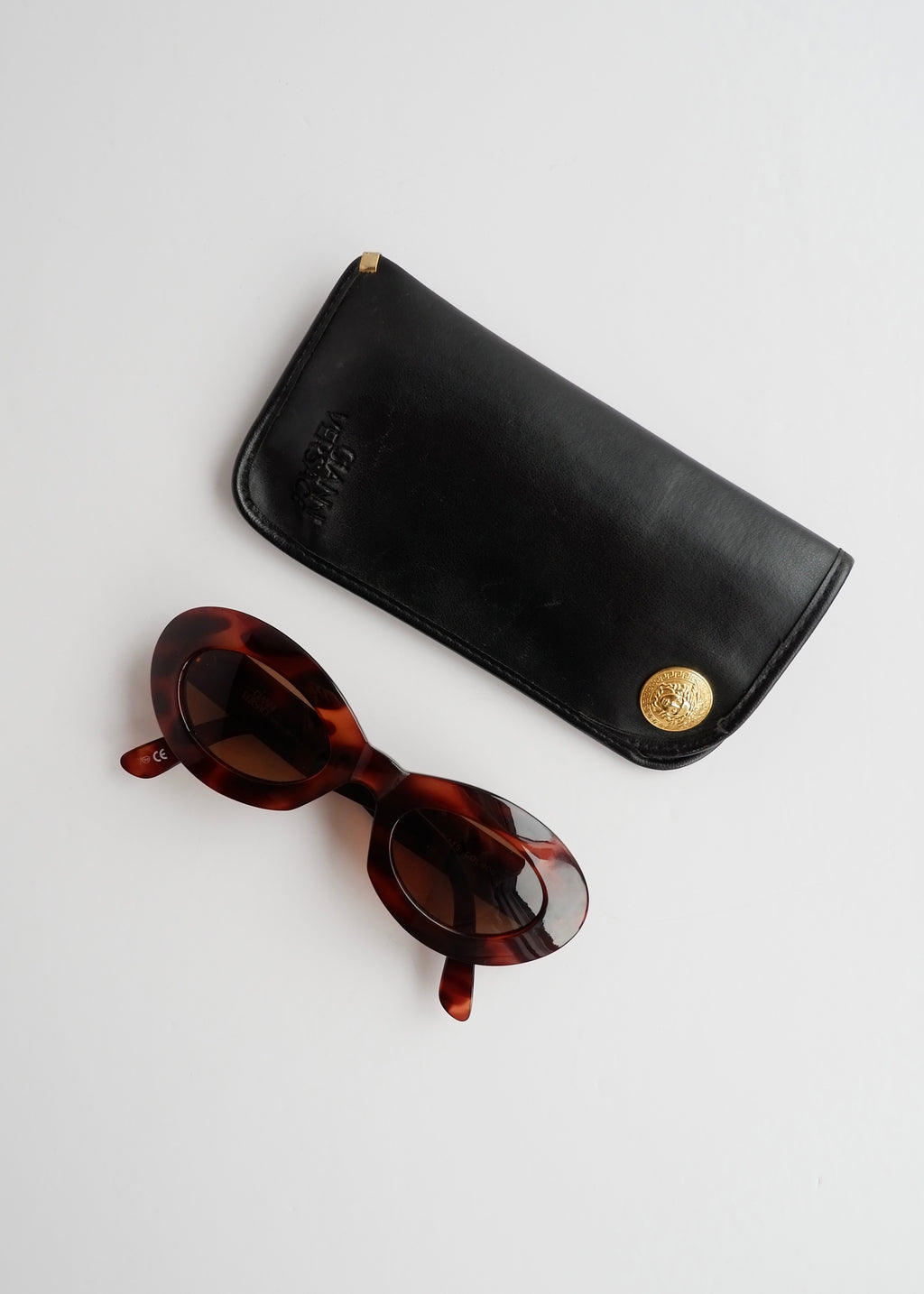 Authentic Preowned Vintage Versace Brown Tortoise Round Frame Sunglasses