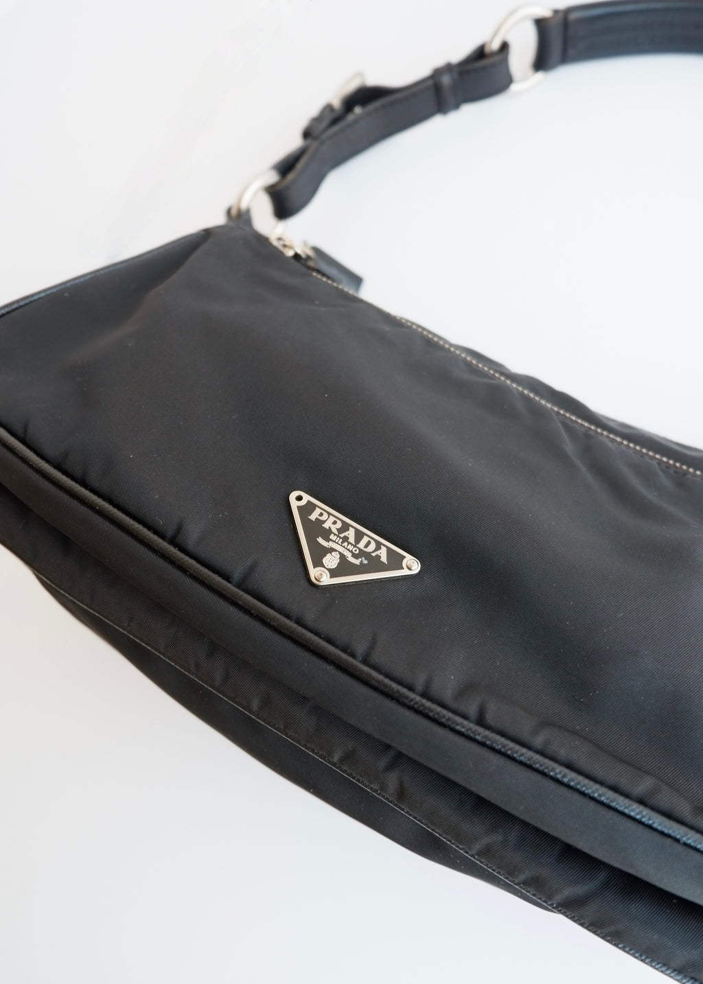Authentic Preowned Prada Black Nylon Hobo/ Leather Strap Shoulder