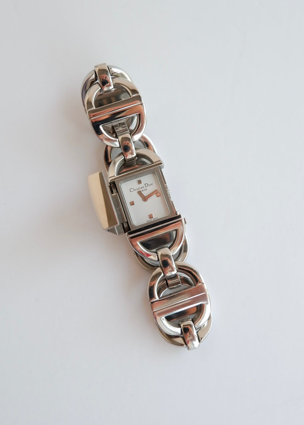 Preowned Vintage Christian Dior Silver Stainless Steel Bracelet Watch