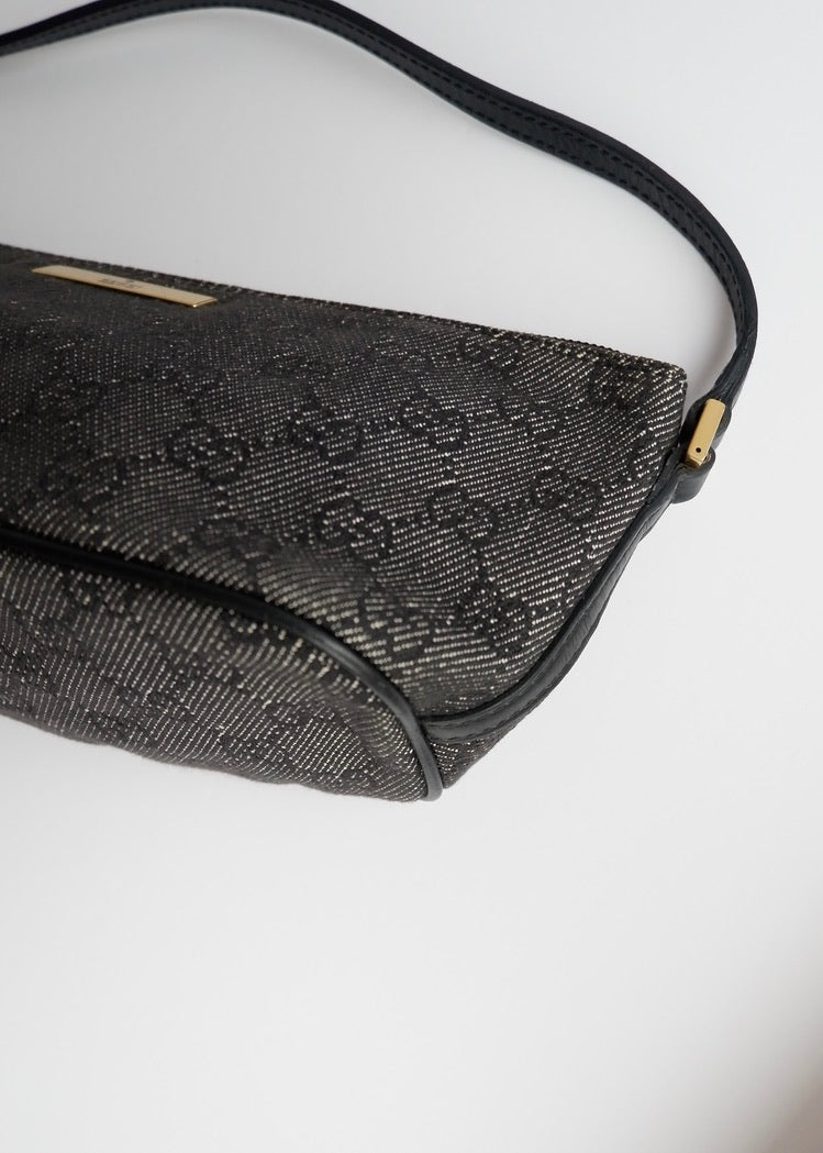 Authentic Preowned Gucci Black GG Canvas Boat Pochette