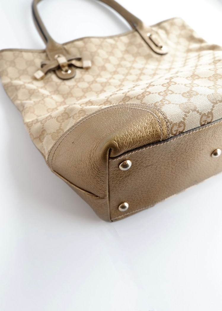 Authentic Preowned Gucci Gold GG Canvas Tote Bag