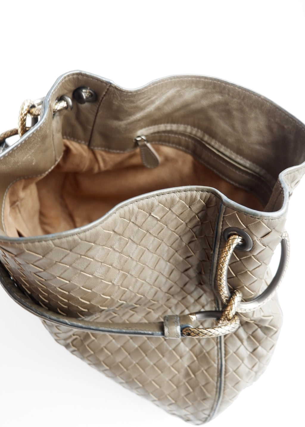 Authentic Preowned Bottega Veneta Intrecciato Khaki Shoulder Bag