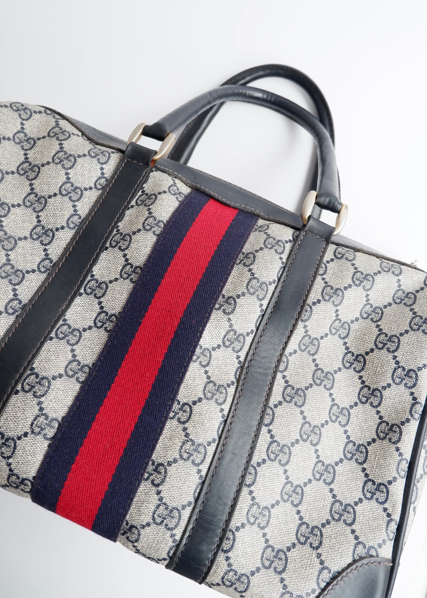 Authentic Preowned Vintage Gucci Navy Boston Bag