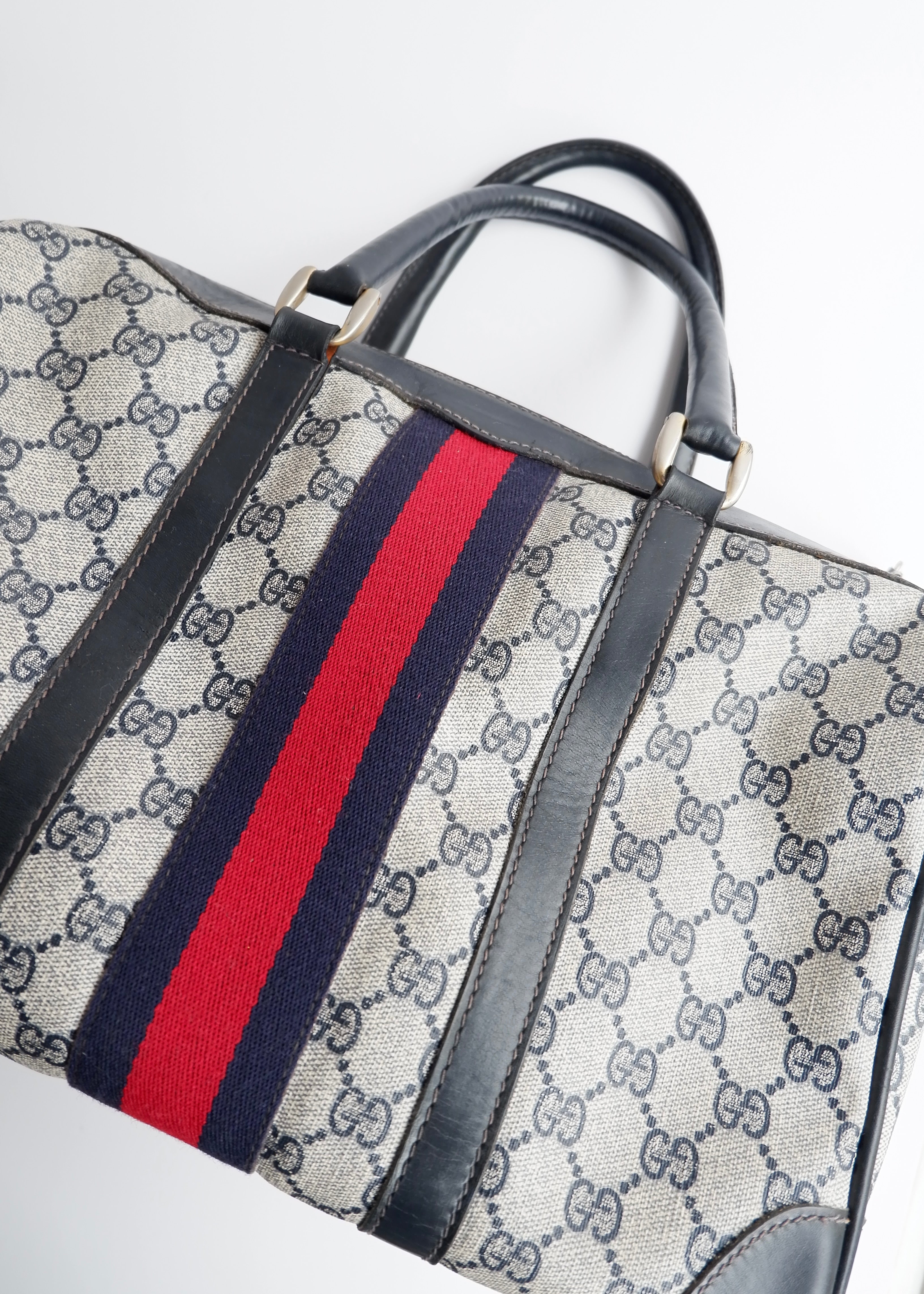 Authentic Preowned Vintage Gucci Navy Boston Bag