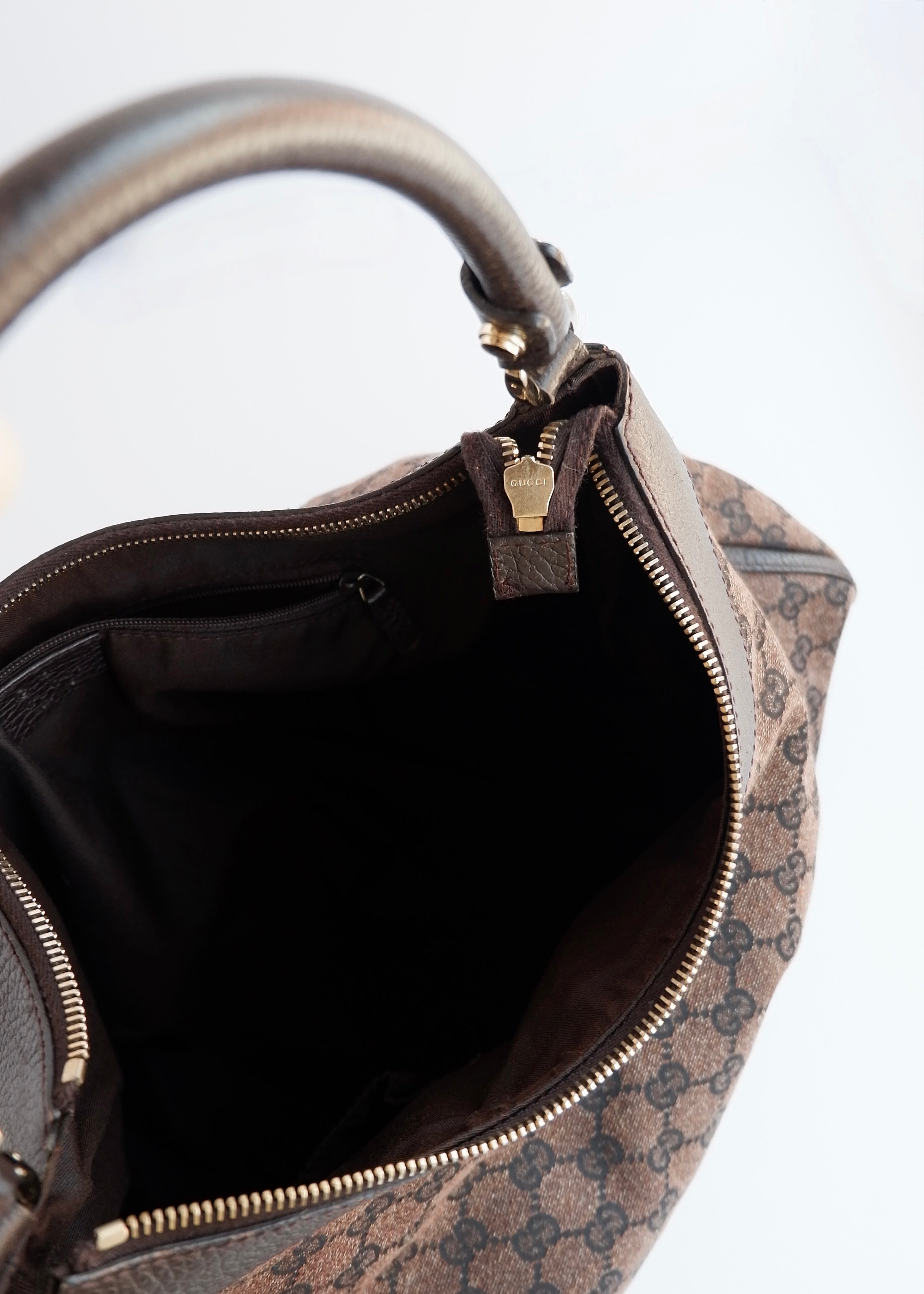 Authentic Preowned Gucci Brown GG Canvas/ Leather Hobo Shoulder Bag