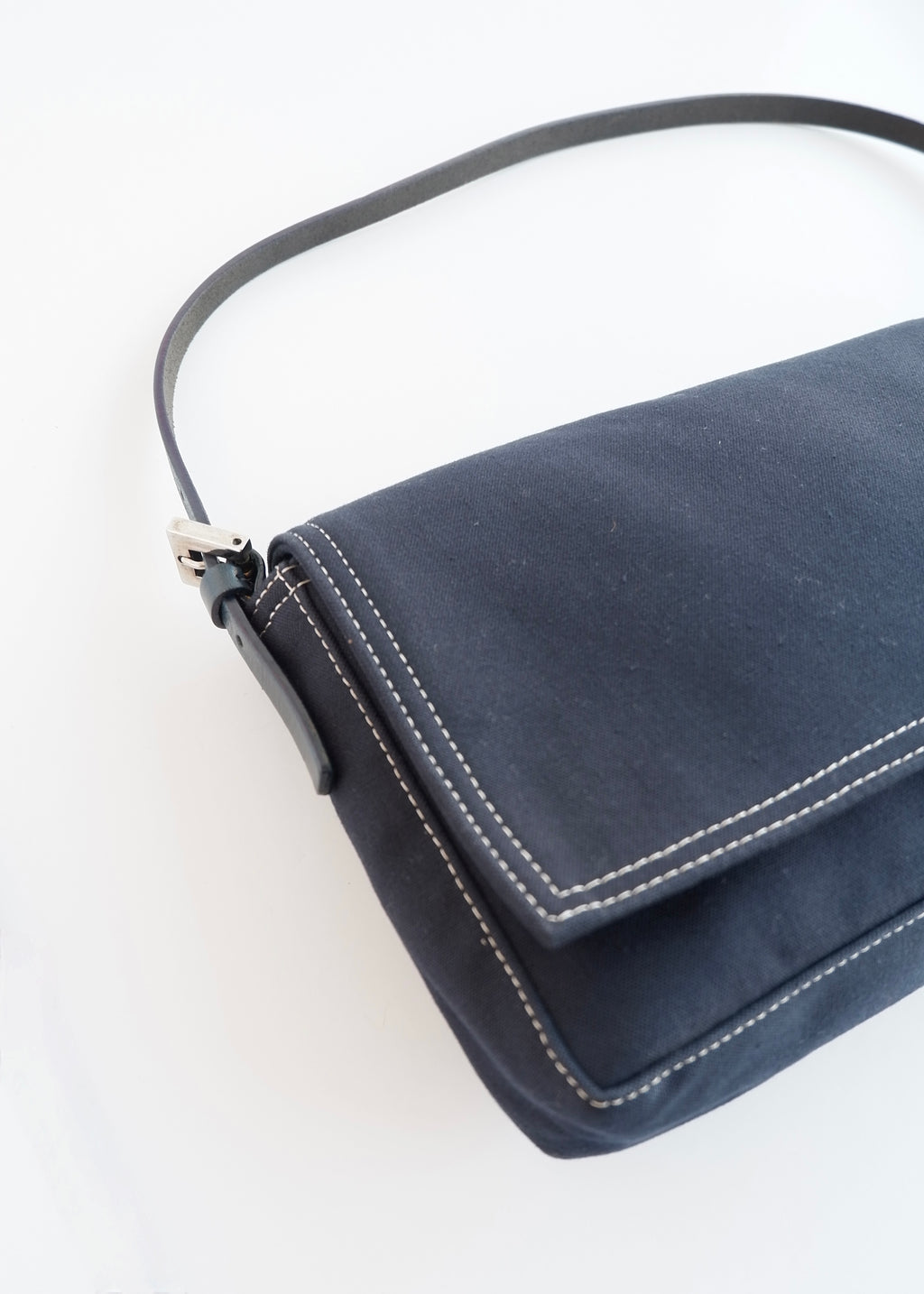 Authentic Preowned Fendi Navy Blue Fabric FF Marble Shoulder Bag