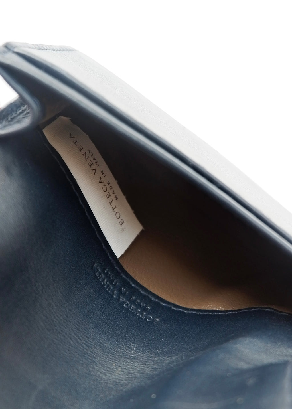 Preowned Bottega Veneta Navy Woven Leather Card Holder