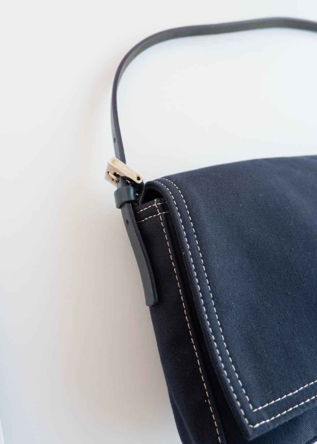 Authentic Preowned Fendi Navy Blue Fabric FF Marble Shoulder Bag