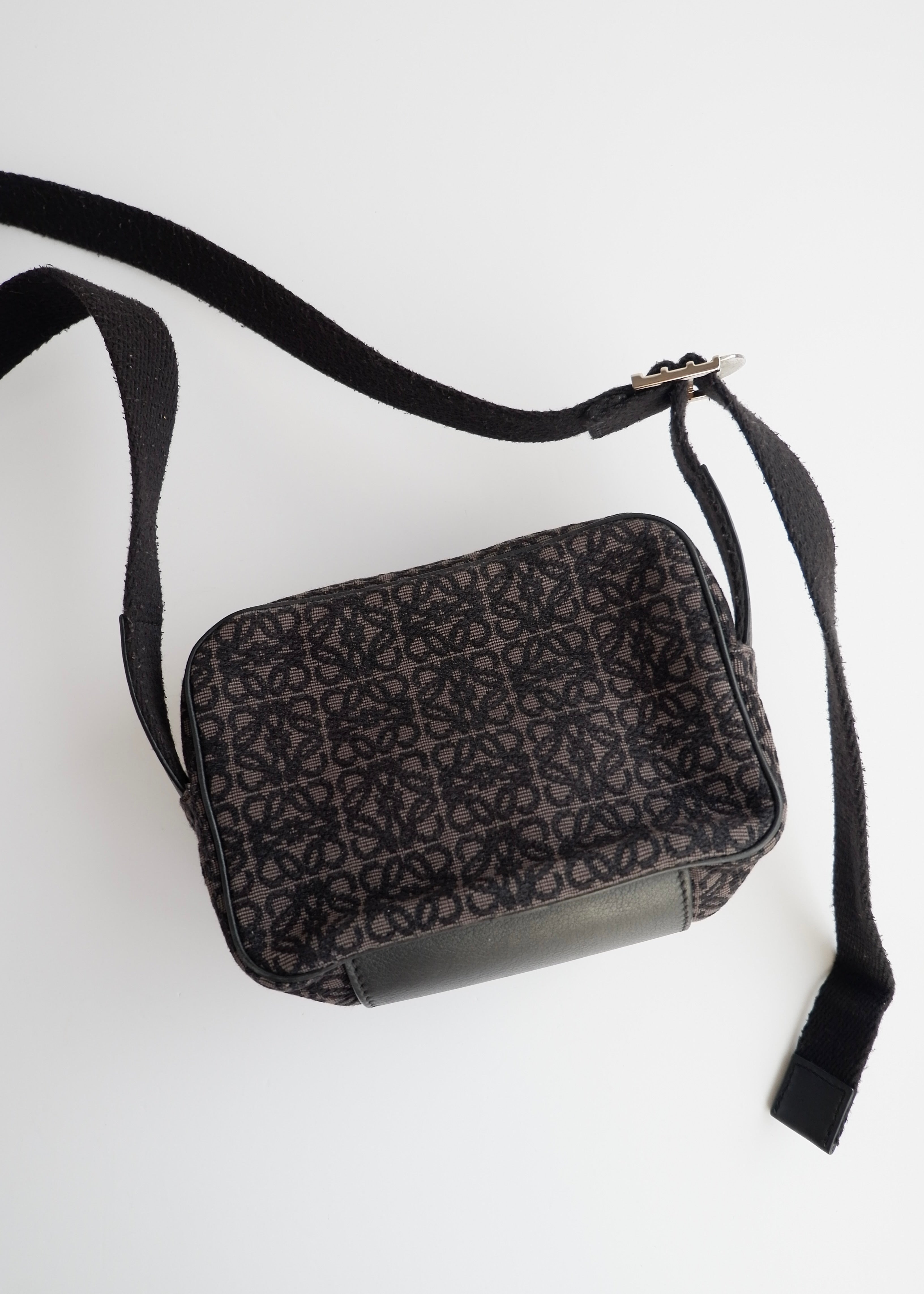 Authentic Preowned Loewe Black Canvas Anagram Crossbody Bag