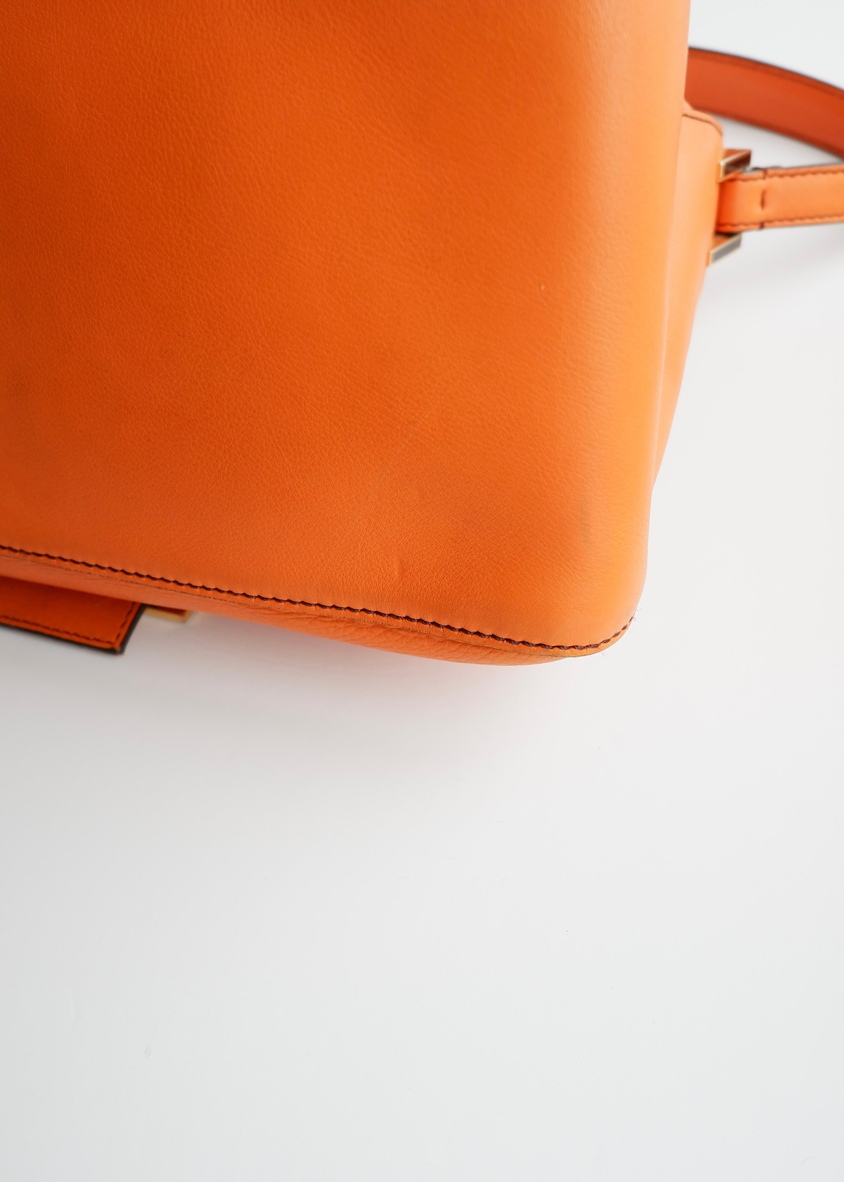Authentic Preowned Fendi Orange Leather Mamma Baguette