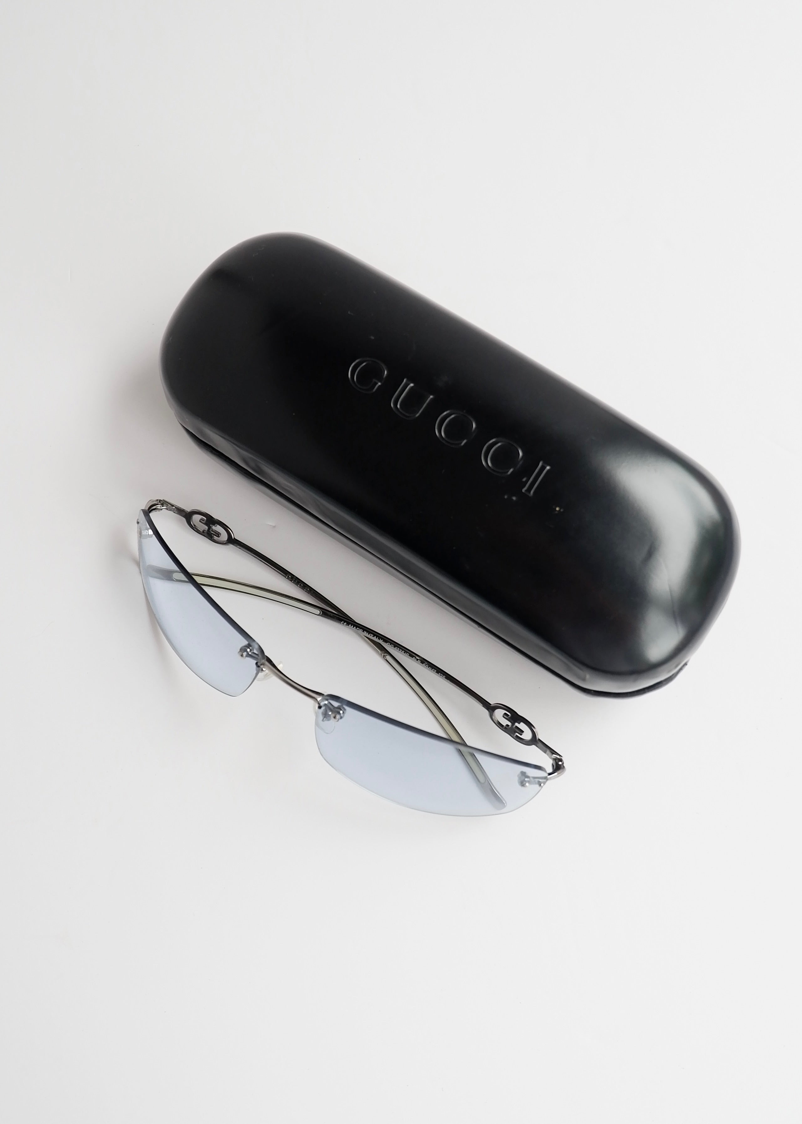 Authentic Preowned Vintage Gucci Light Blue Clear Lense Sunglases