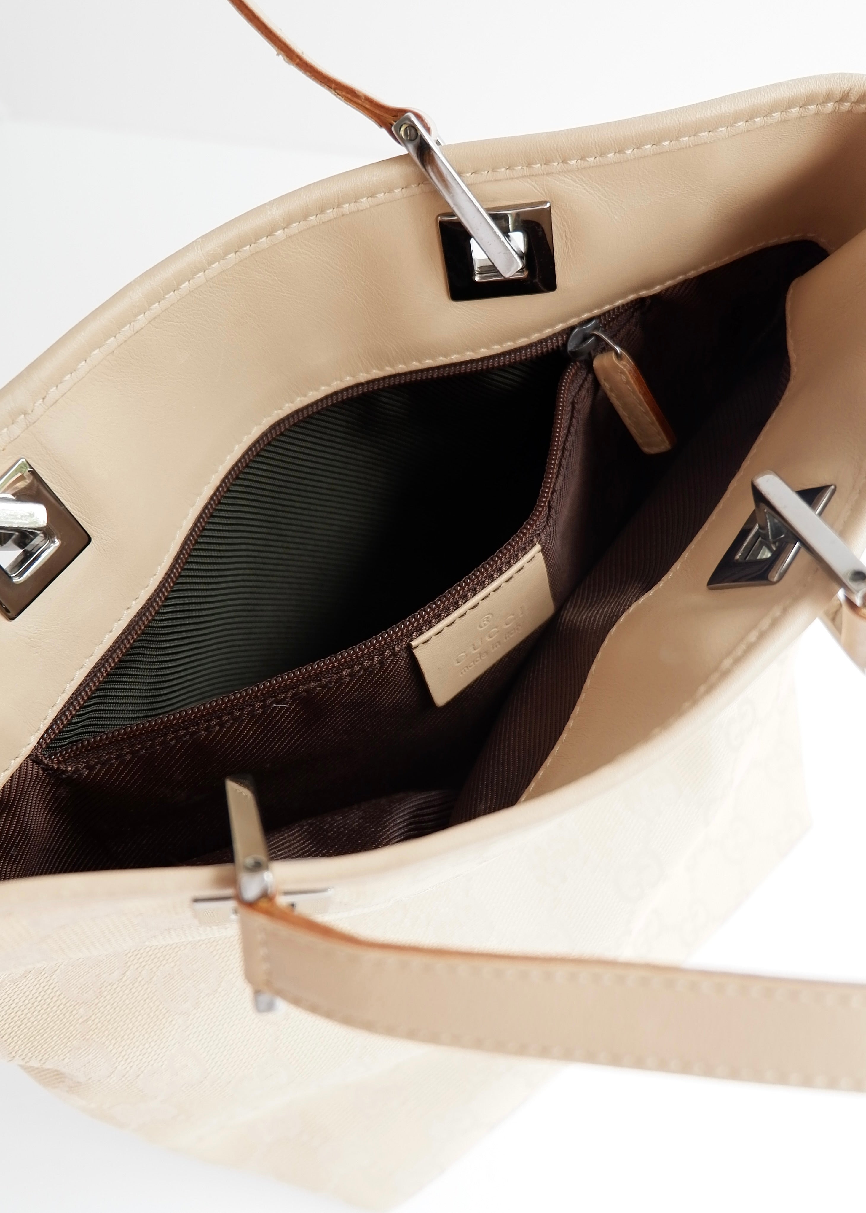 Authentic Preowned Gucci Light Beige GG Canvas Shoulder Tote