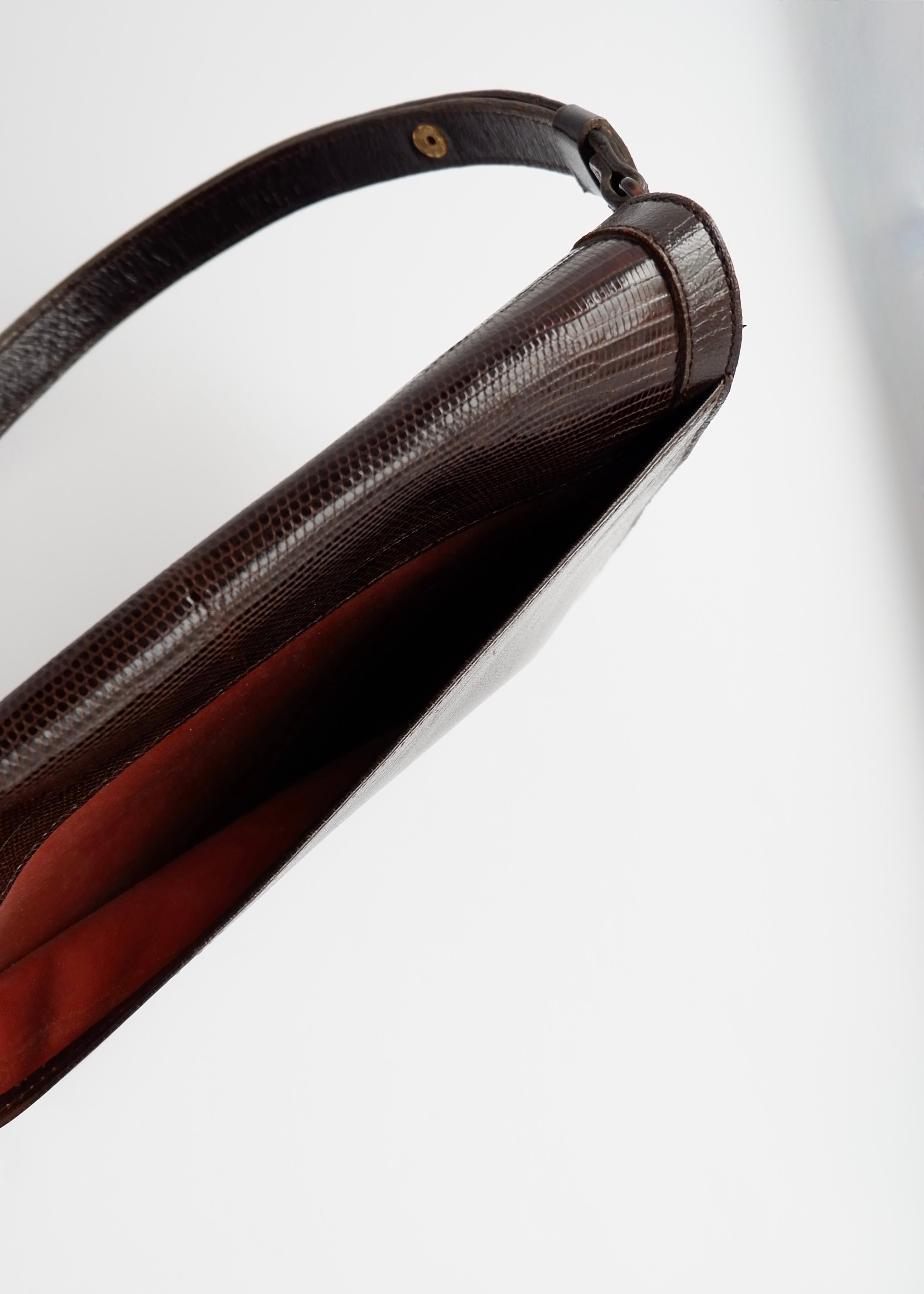 Sac bandoulière YSL vintage authentique en cuir marron d'occasion