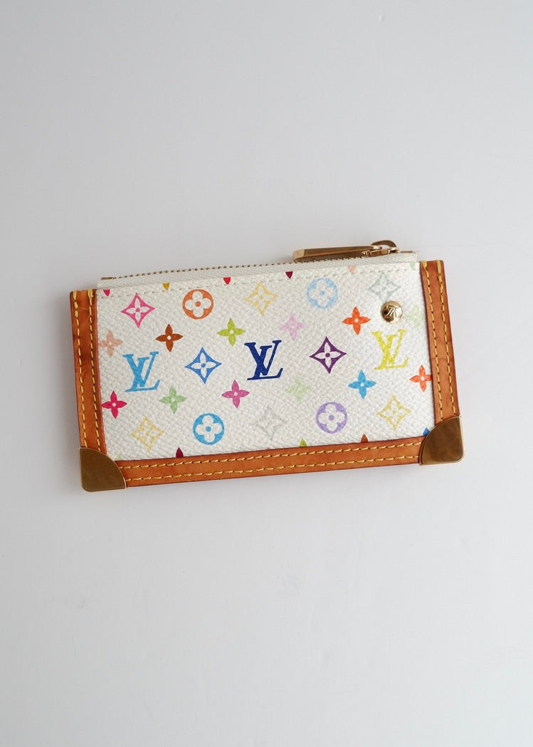 Authentique Louis Vuitton White Multi Pochette Clé d'occasion