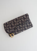 Portefeuille Dior authentique d'occasion en toile trotteur bleu marine