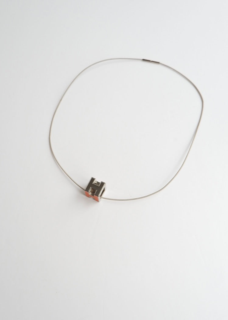 Authentic Preowned Hermes Orange Mini Pop H Necklace