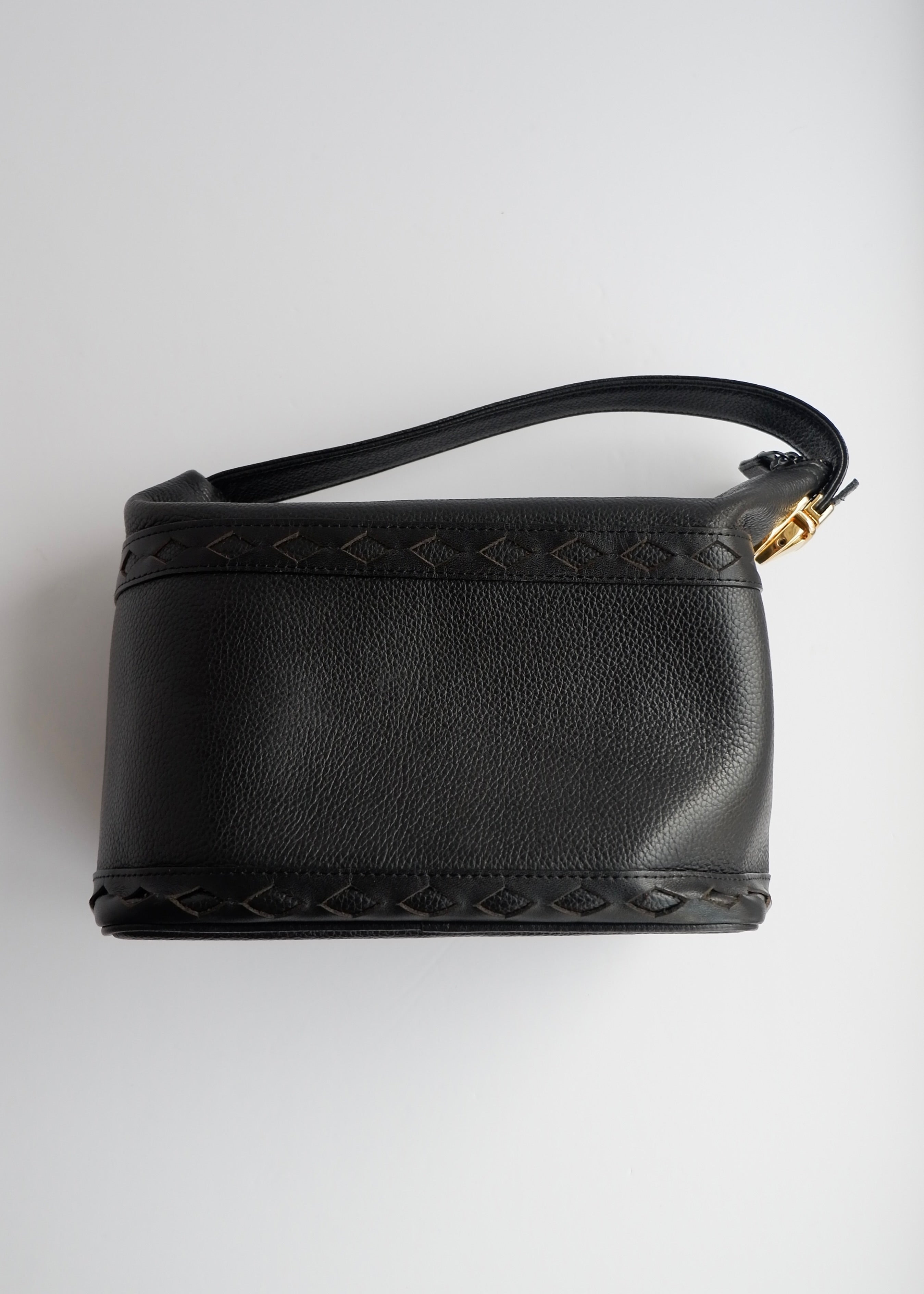 Sac à main YSL vintage authentique d'occasion en cuir grainé noir