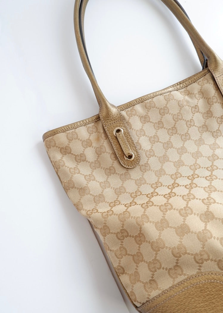 Authentic Preowned Gucci Gold GG Canvas Tote Bag