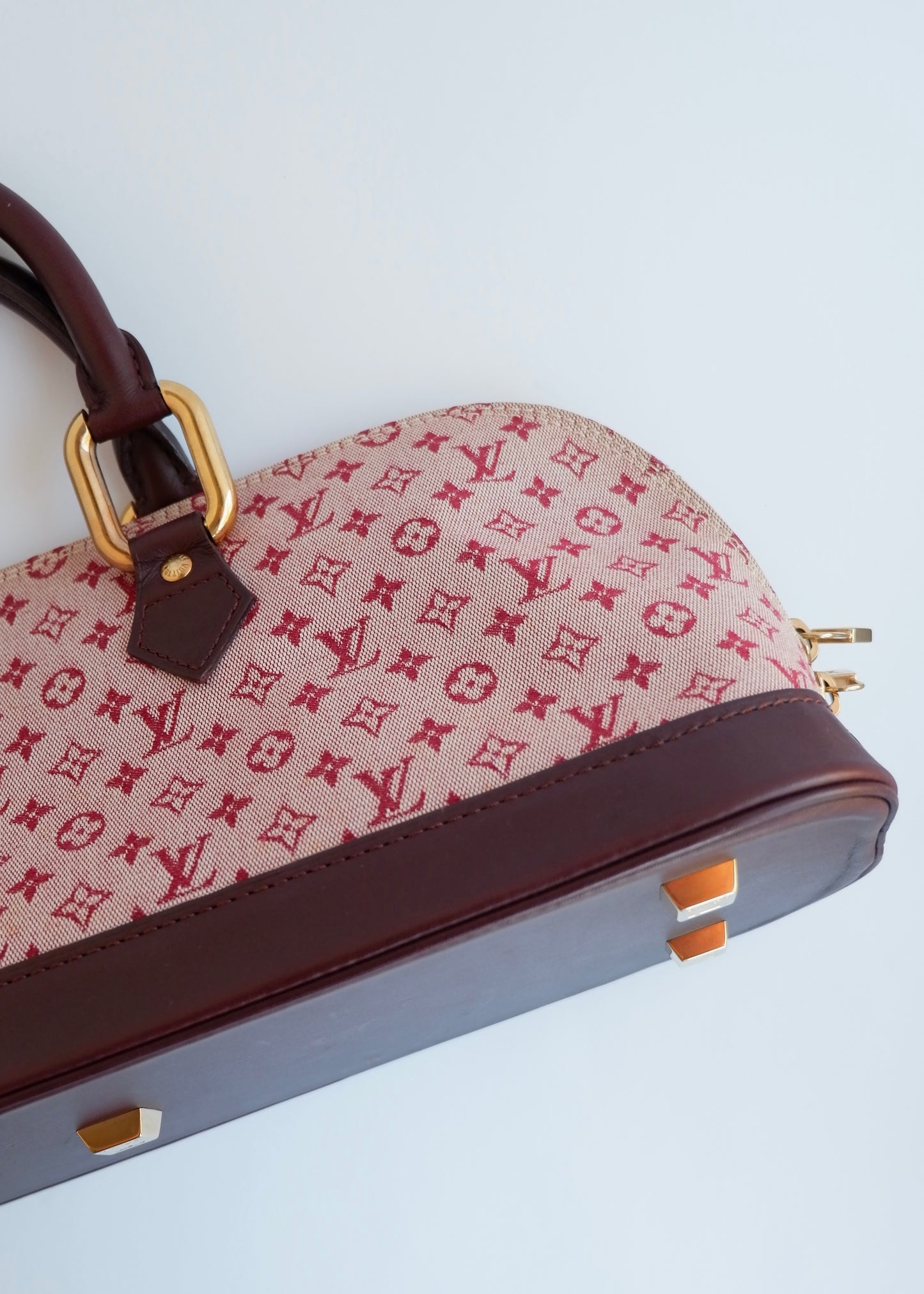 Authentic Preowned Louis Vuitton Burgundy Mini Lin Long Alma