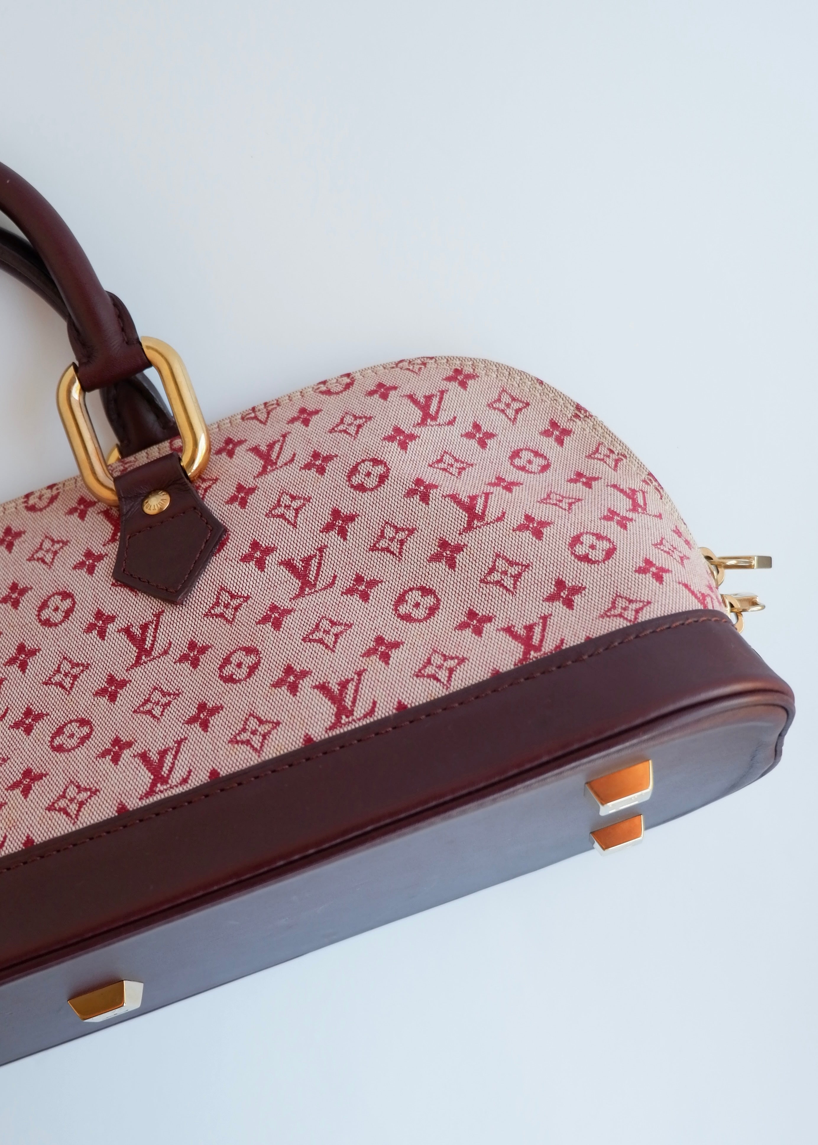 Authentic Preowned Louis Vuitton Burgundy Mini Lin Long Alma