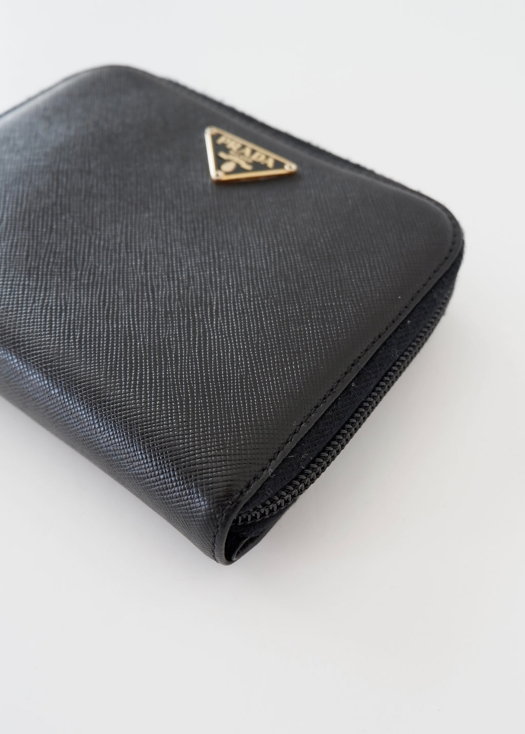 Authentic Preowned Prada Black Saffiano Leather Compact Zip Around Wallet