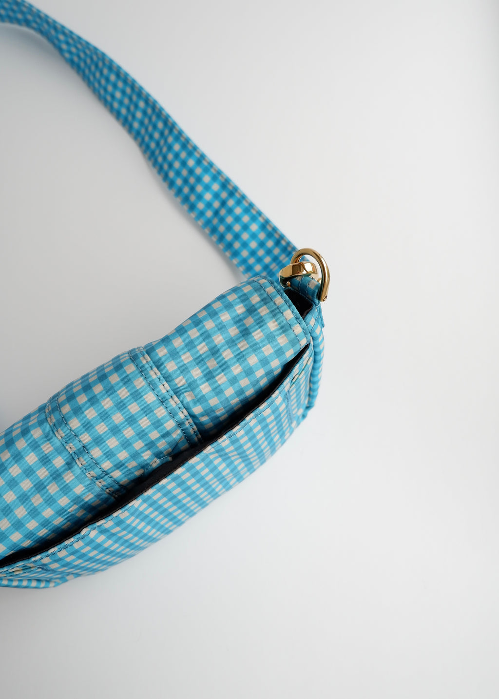Authentic Preowned Fendi Blue Gingham Nylon Two Way Bag