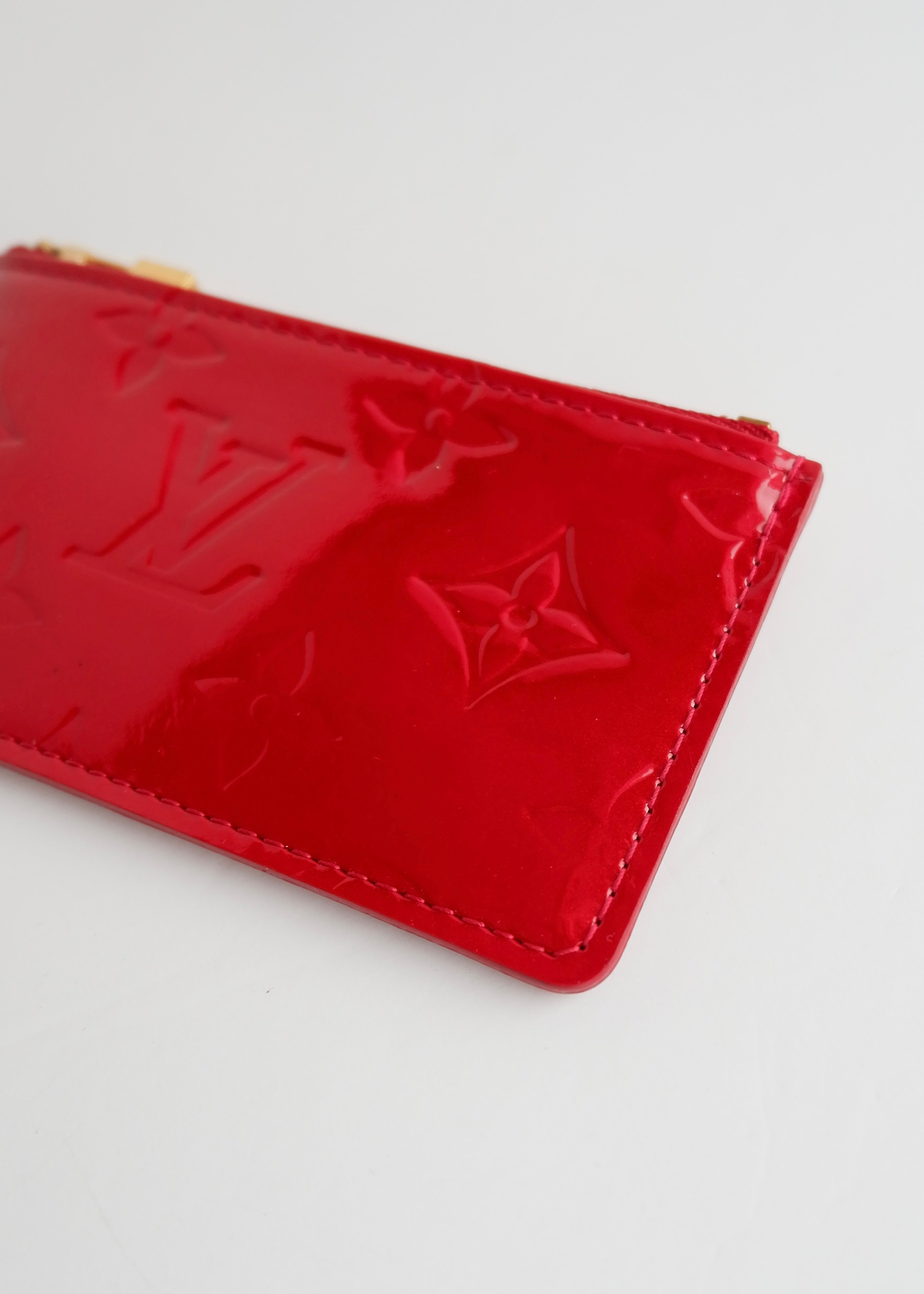 Authentic Preowned Louis Vuitton Monogram Red Vernis Pochette Cle