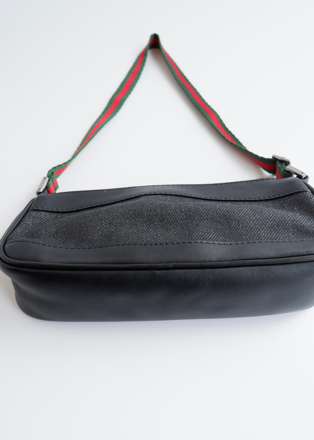 Authentic Preowned Gucci Black Denim/ Leather Sherry Line Micro Shoulder Bag