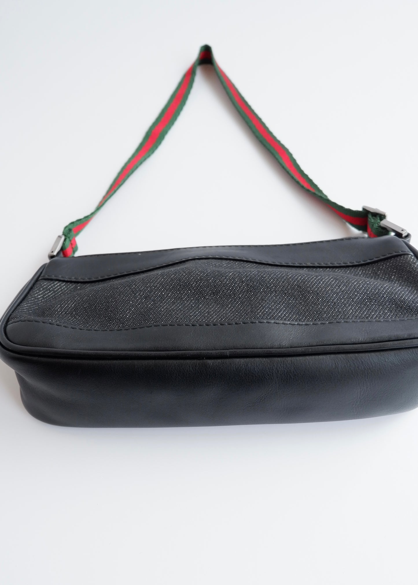 Authentic Preowned Gucci Black Denim/ Leather Sherry Line Micro Shoulder Bag